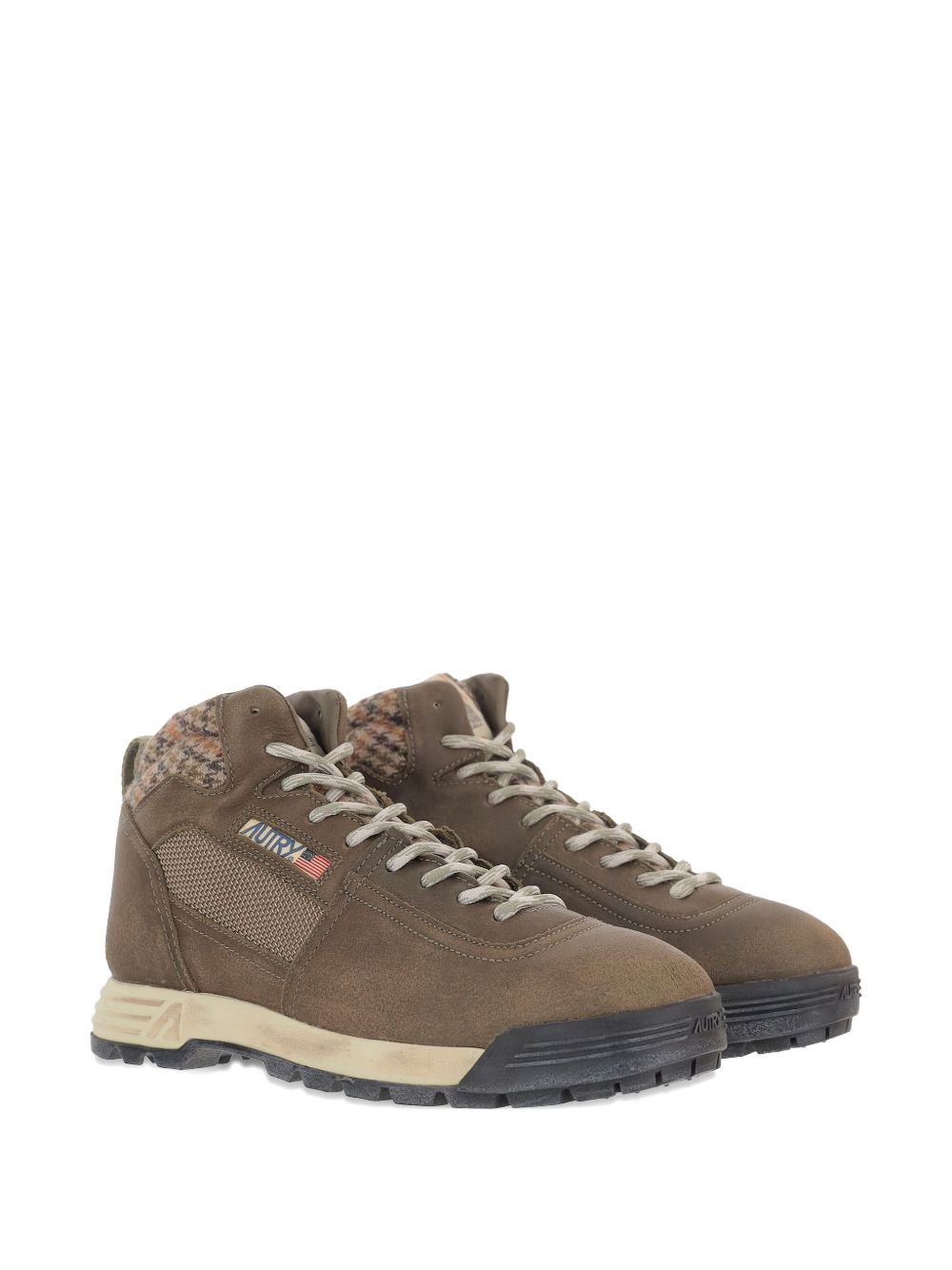 Mid-Top Sneakers with Houndstooth Ankle Panel