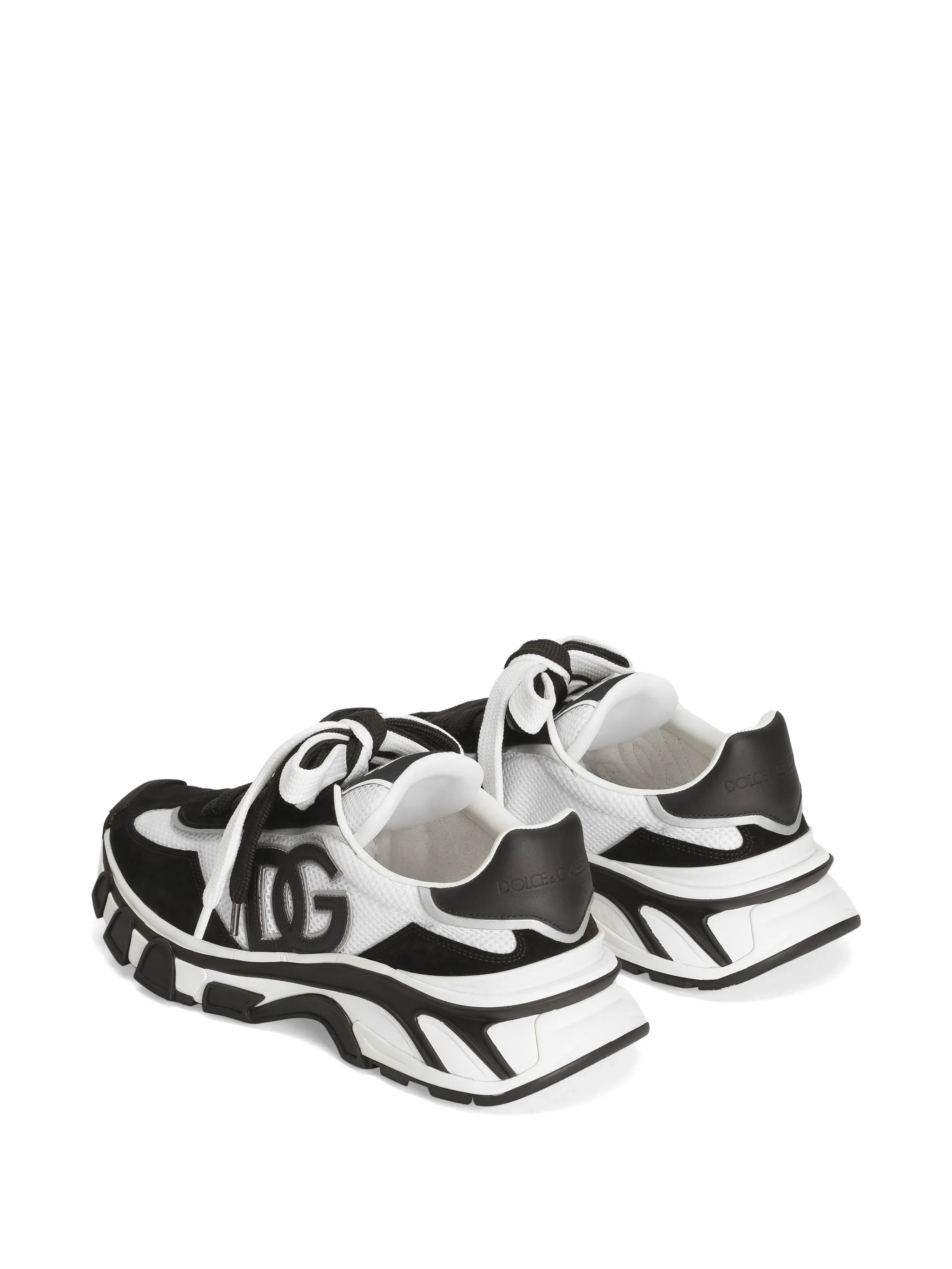 Black/White Dynamic Chunky Mesh Leather Sneakers