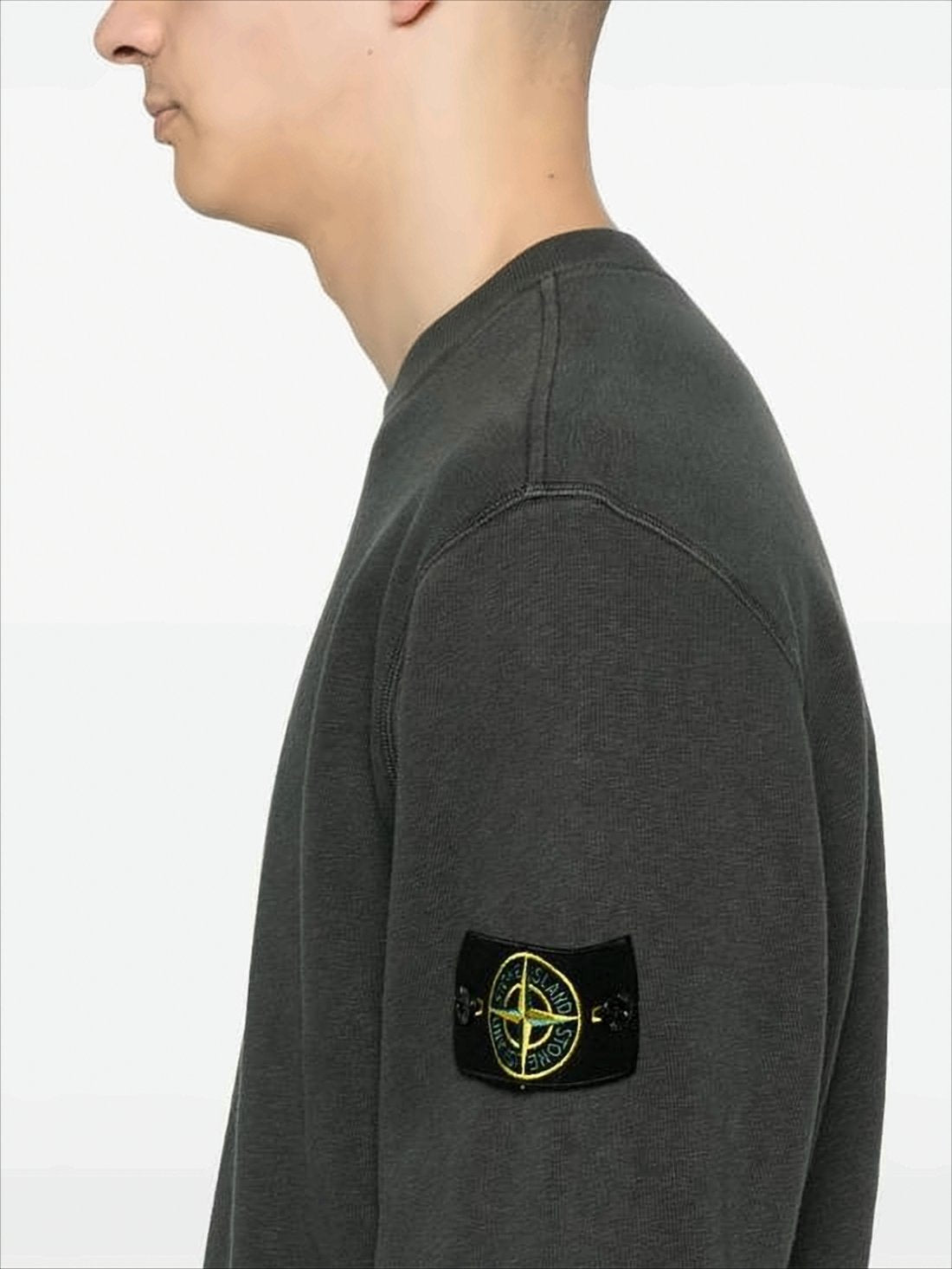 Long-Sleeve Cotton Sweatshirt With Compass Logo Detail