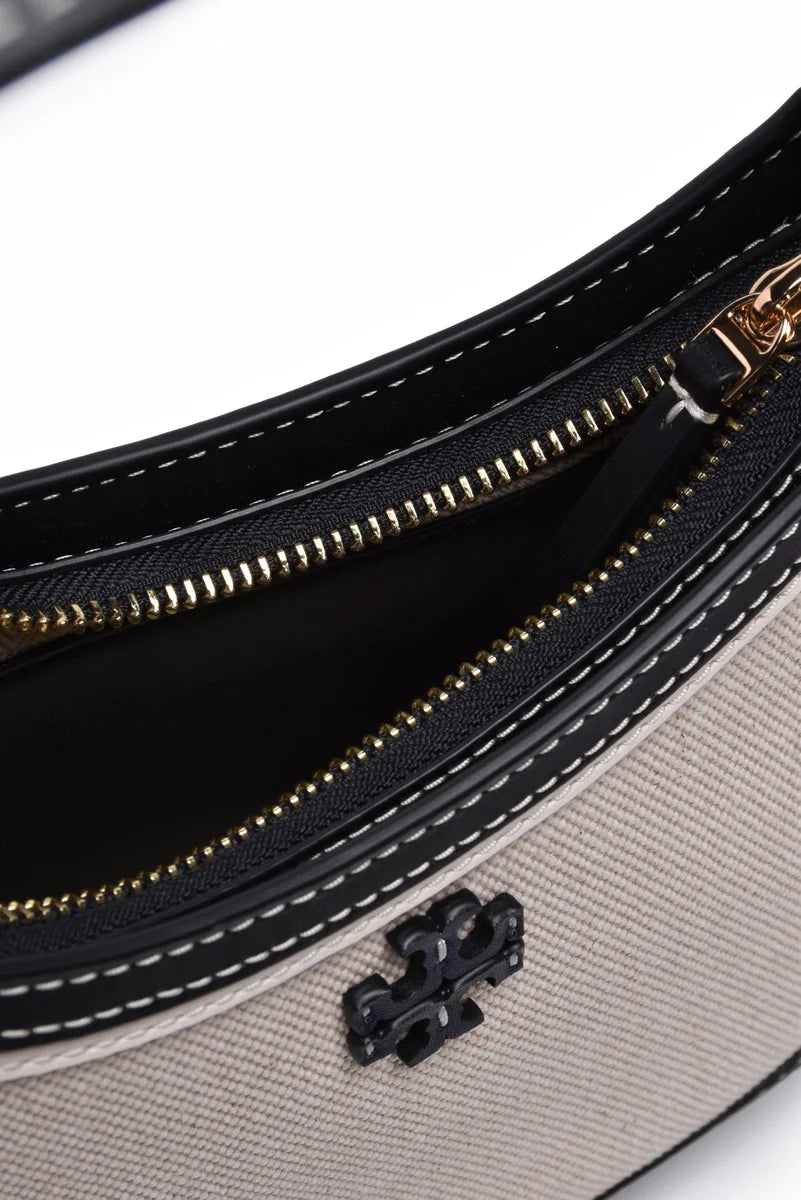 Emerson Canvas Shoulder Bag - Black/Beige