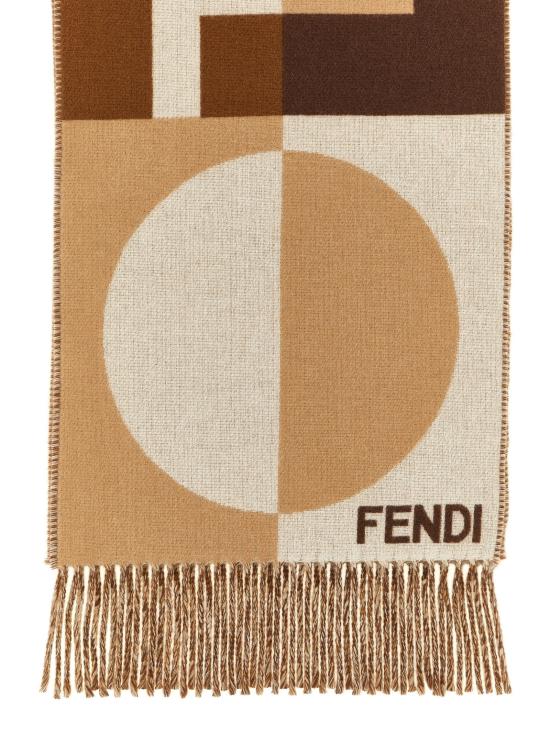 Geometric Wool And Cashmere Scarf With Fringed Edges