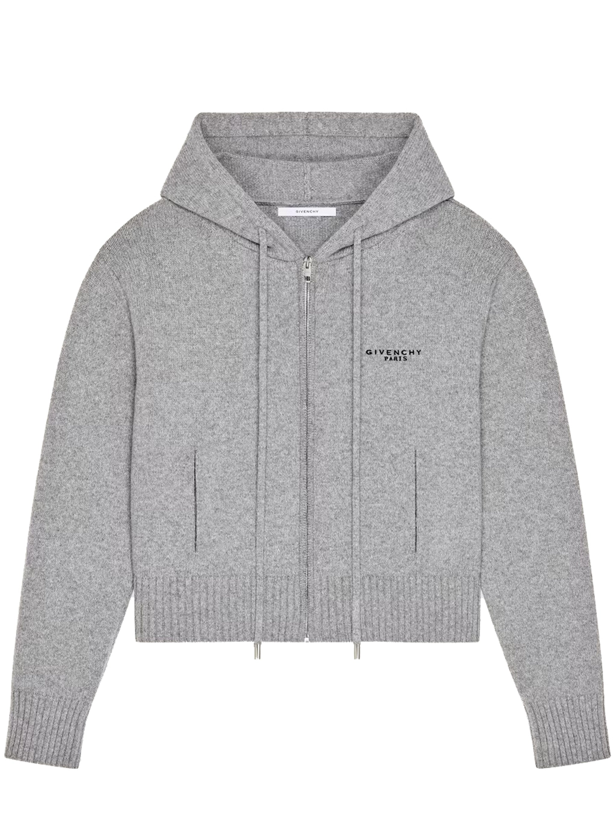 Zip Up Cropped Hooded Wool Cardigan