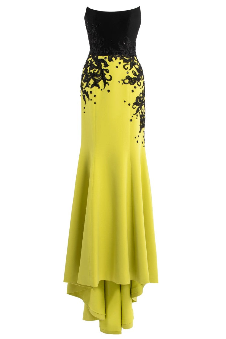 Crepe Mermaid Dress With Embroidery