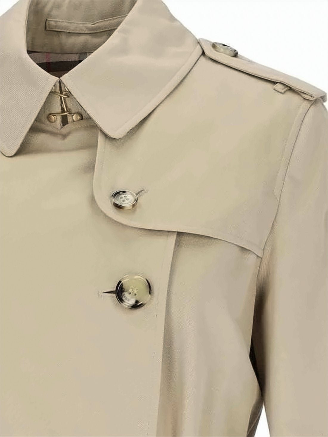Double-Breasted Cotton Trench Coat With Tortoiseshell Buttons