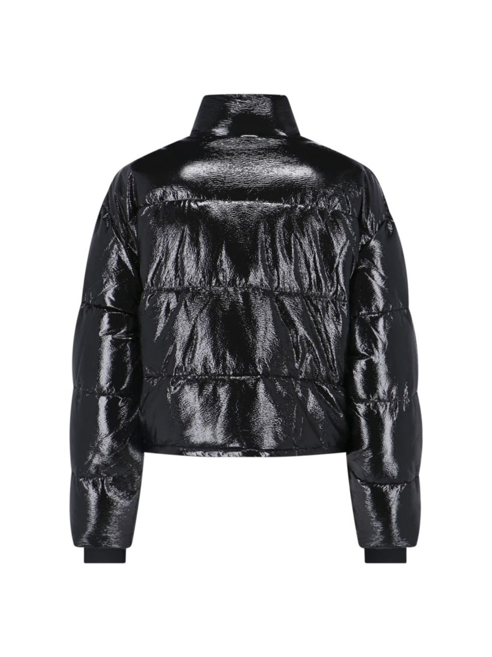 Crop Vinyl Puffer Jacket – Black