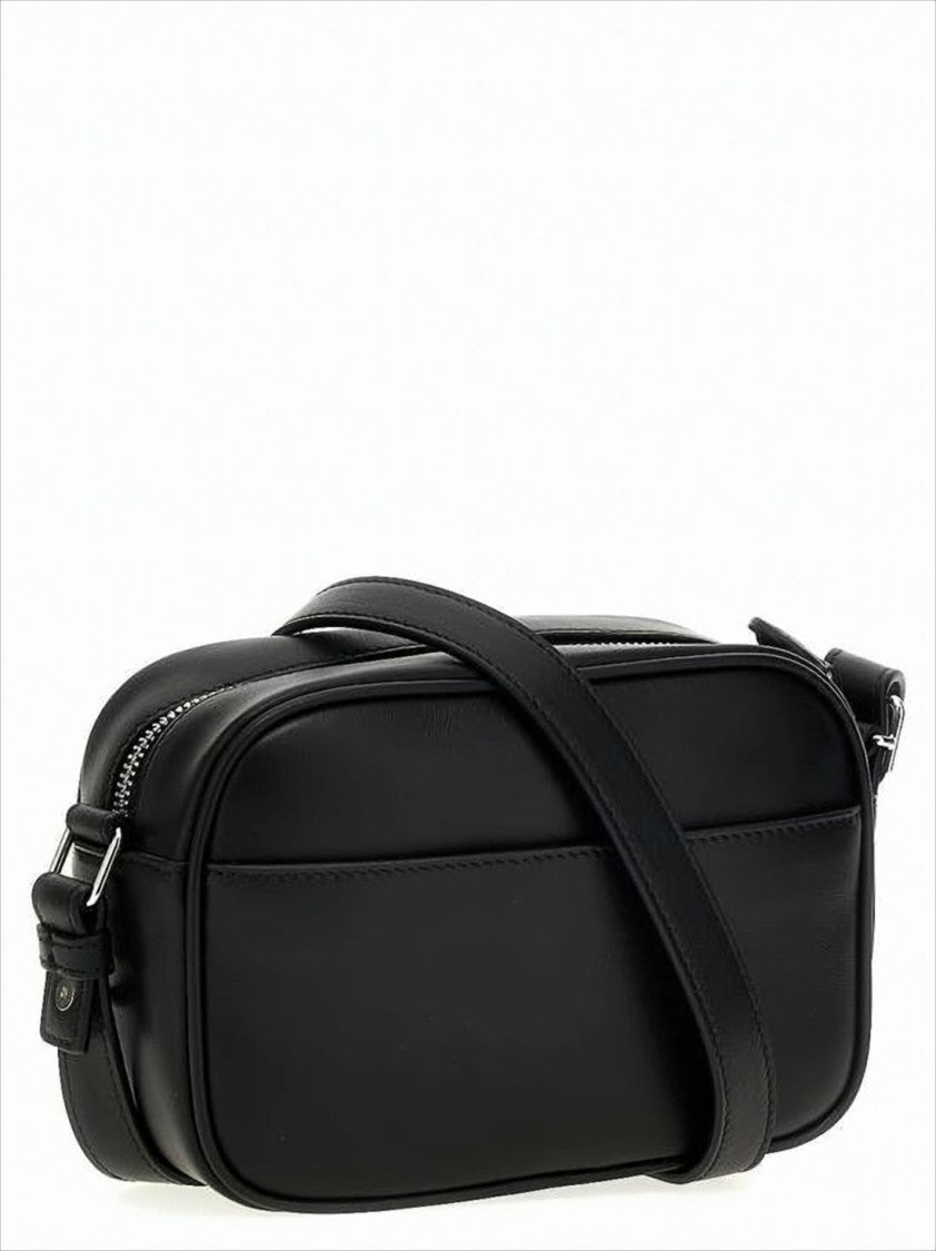 Smooth Leather Crossbody Bag with Prominent Logo