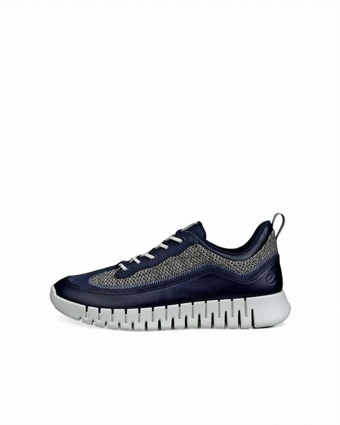 Smooth Leather and Mesh Sneakers with Flexible Rubber Sole