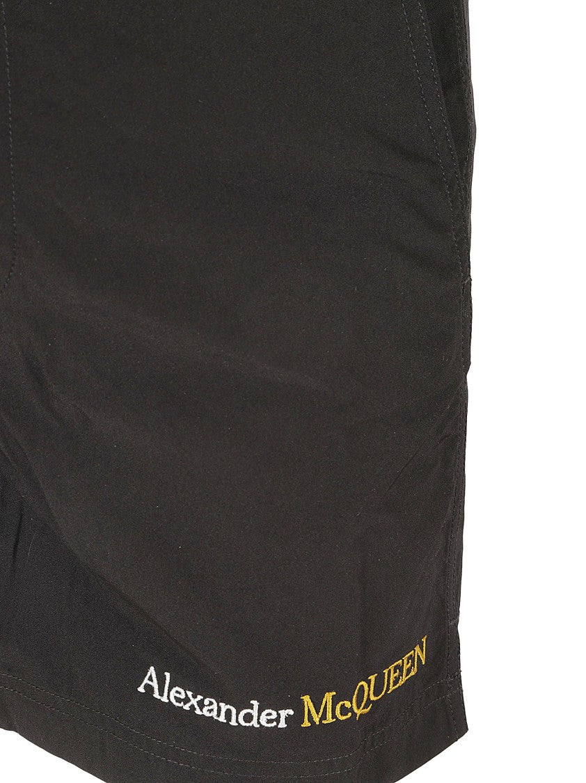 Tailored Black Shorts With Contrasting Embroidery