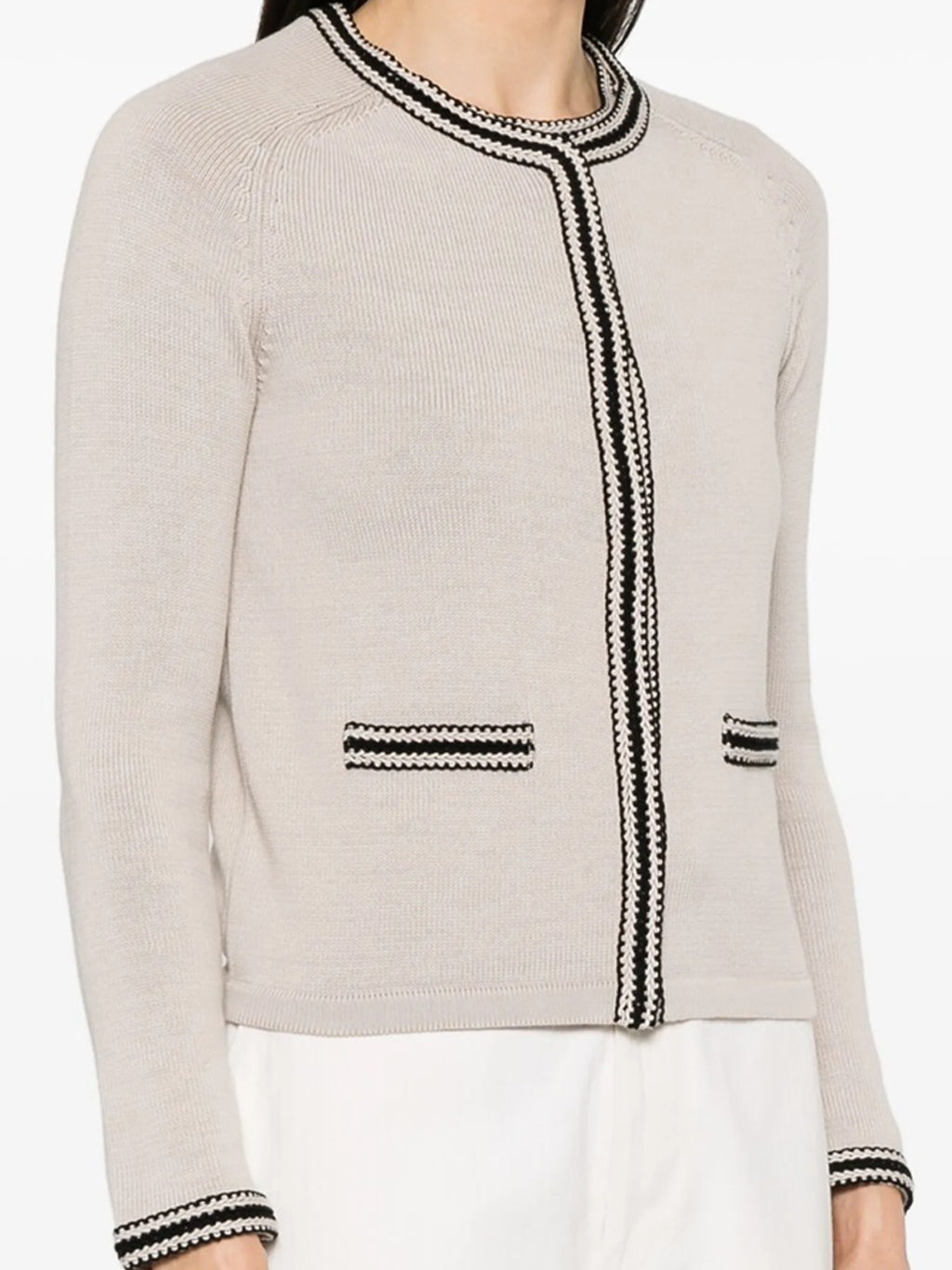 Refined Knit Cardigan with Contrast Trim