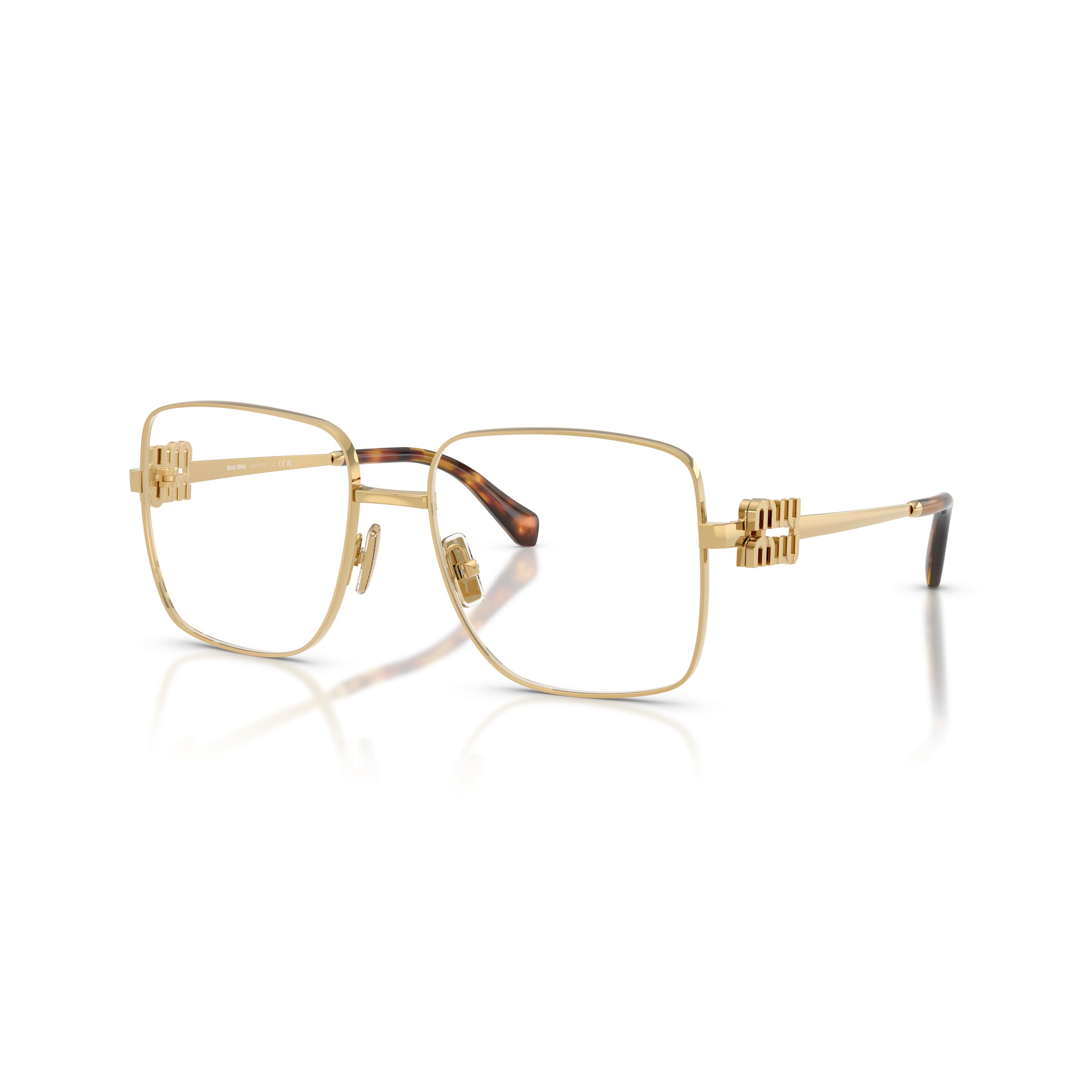 0mu 51xv Polished Gold-Tone Square Metal Eyeglasses