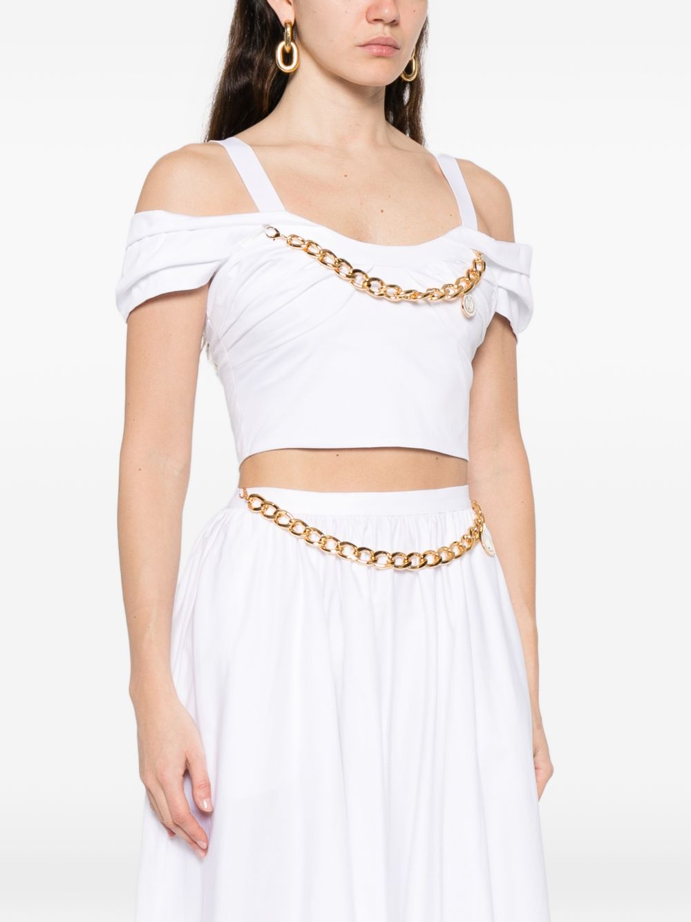 Cropped White Off-the-Shoulder Top