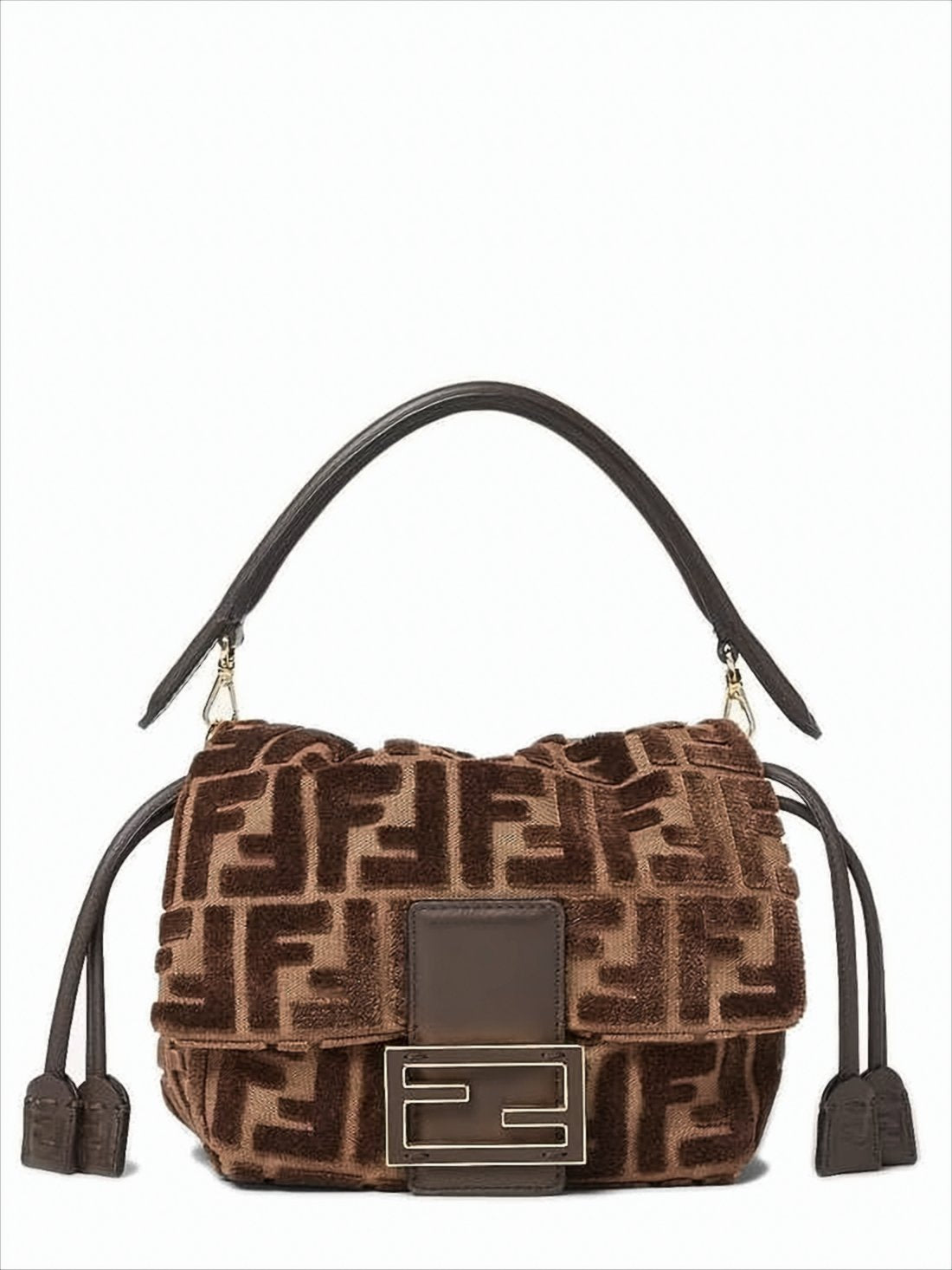Textured Brown Fendi Shoulder Bag