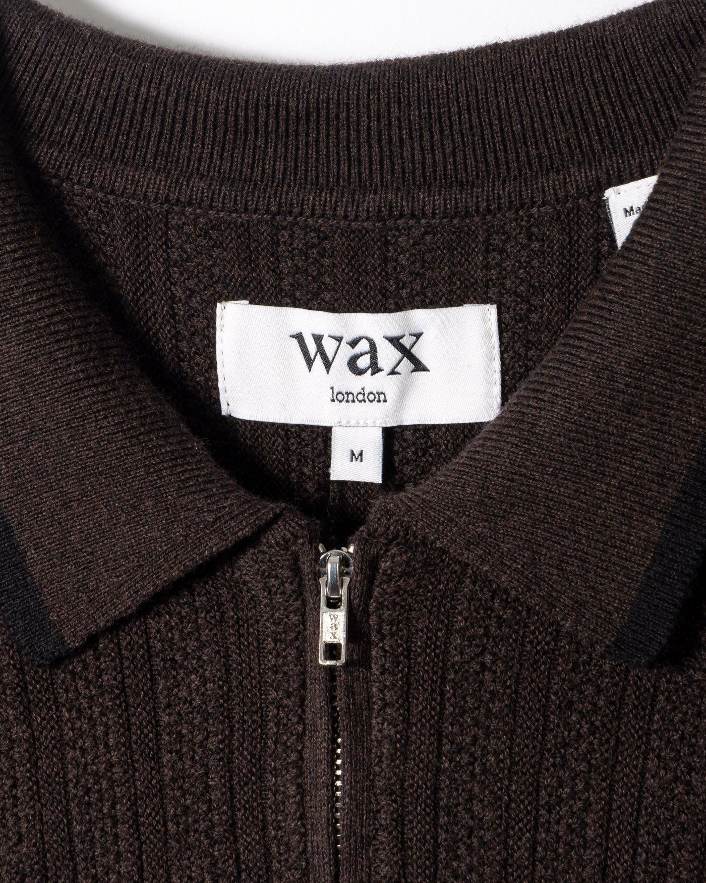 Dark Brown Ribbed Zip Closure Polo Shirt