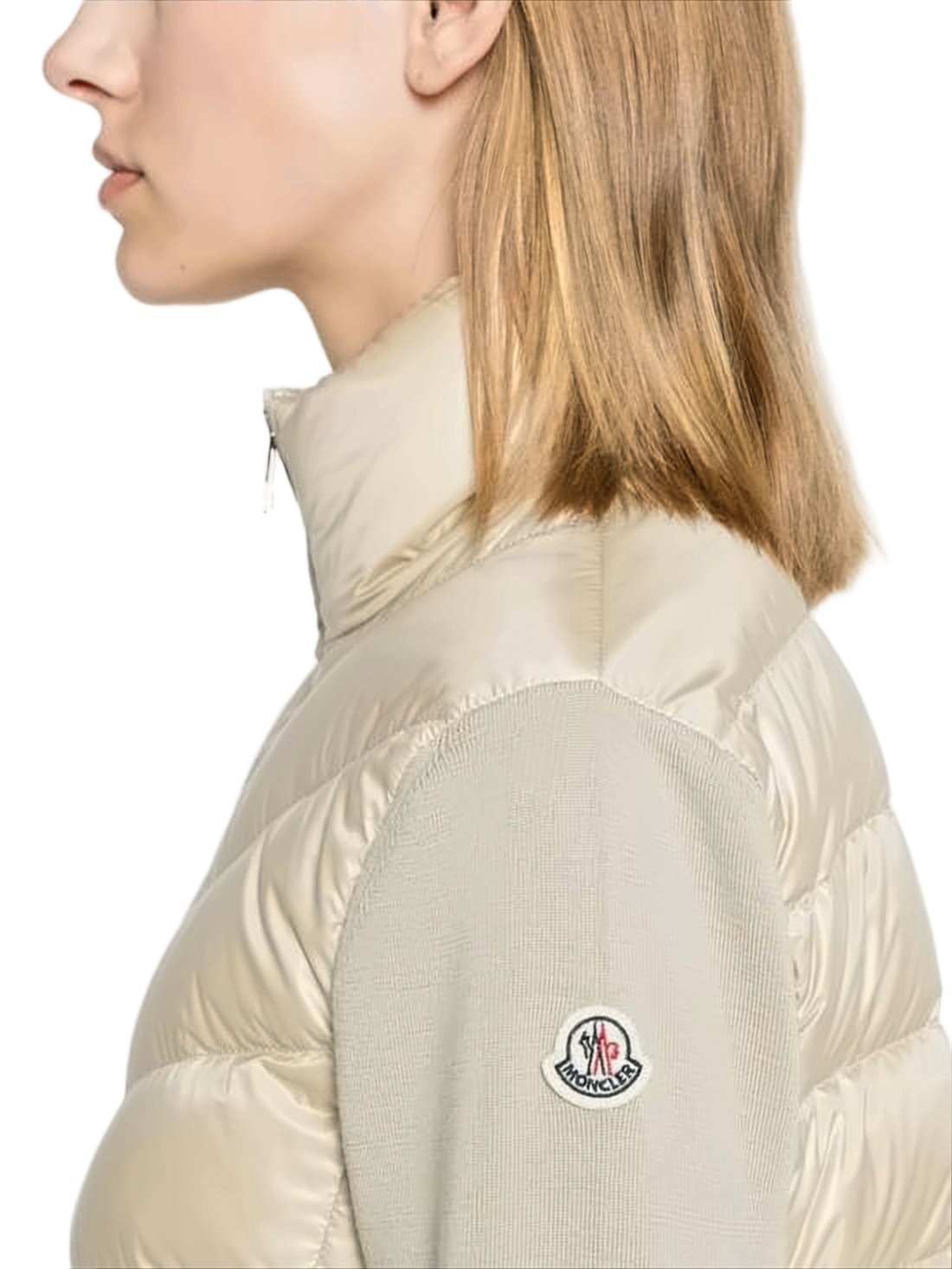 Cropped Padded Jacket with Quilted Nylon