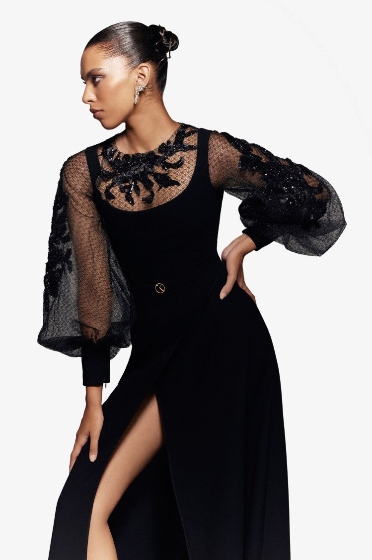 Crepe Dress With Envelope Skirt