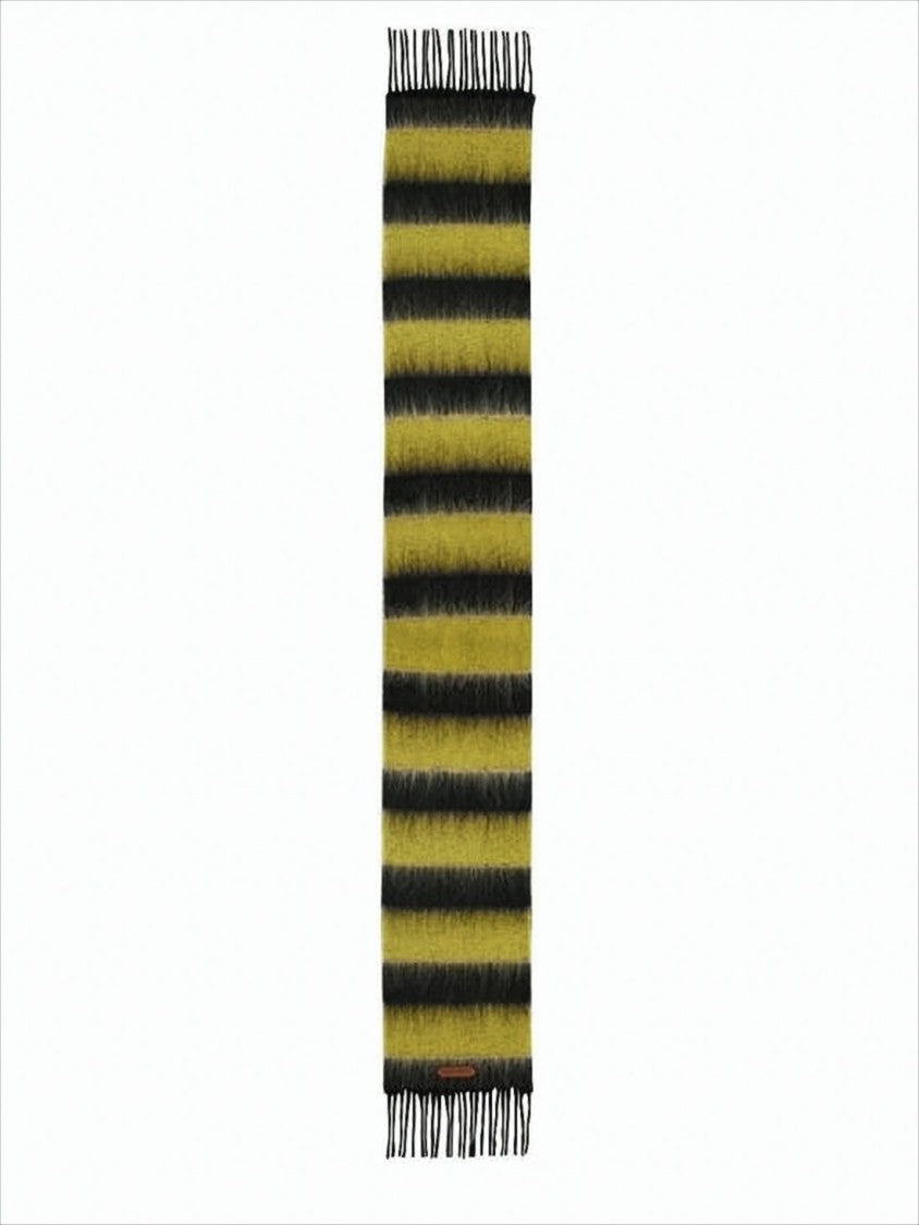Bold Striped Long Scarf with Fringed Tassels