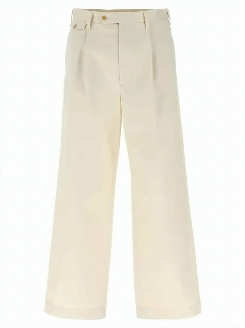 Minimalist High-Waisted Straight Pants with Buttoned Side Adjusters