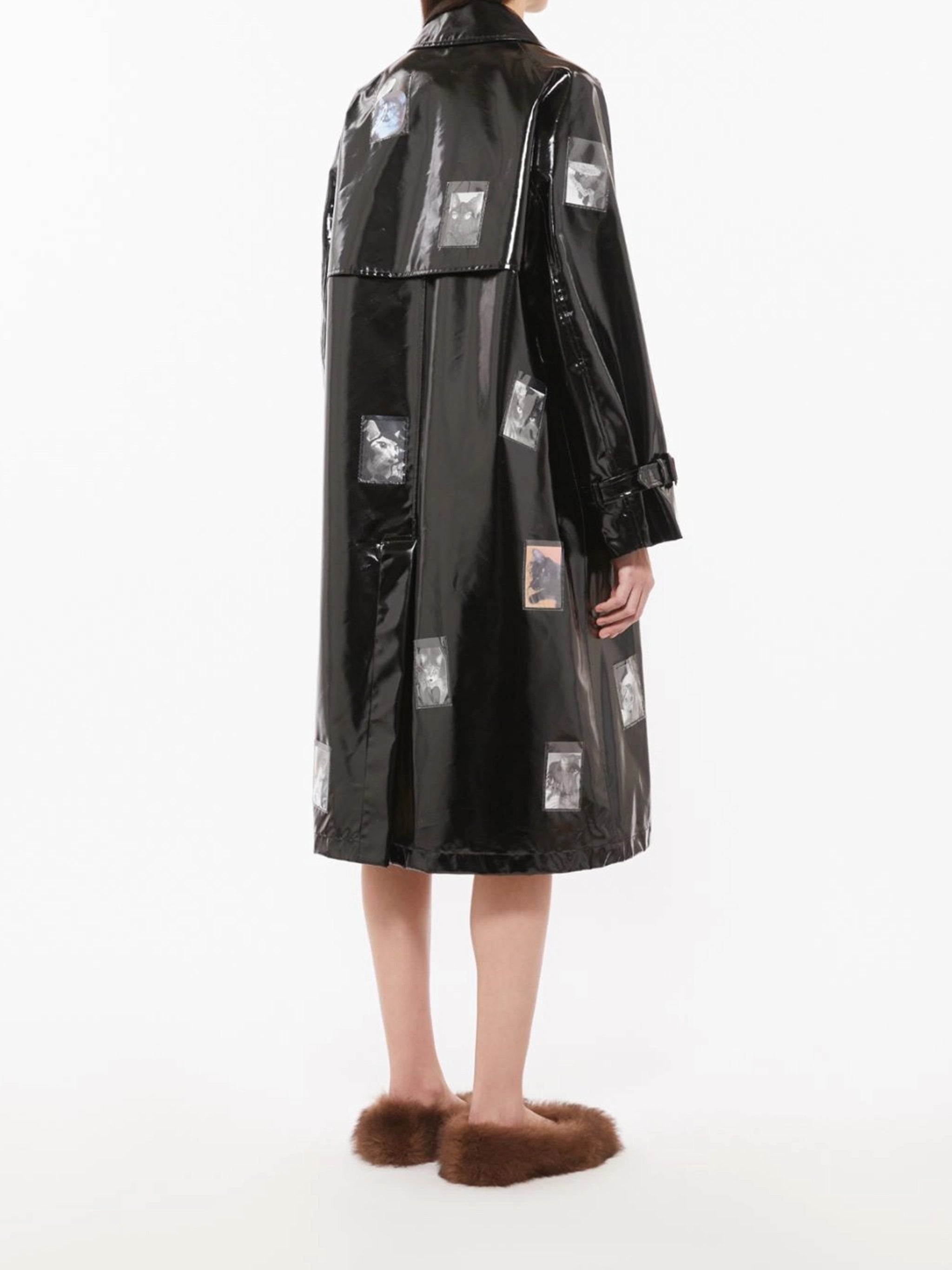 Black Opera Glossy Belted Trench Coat