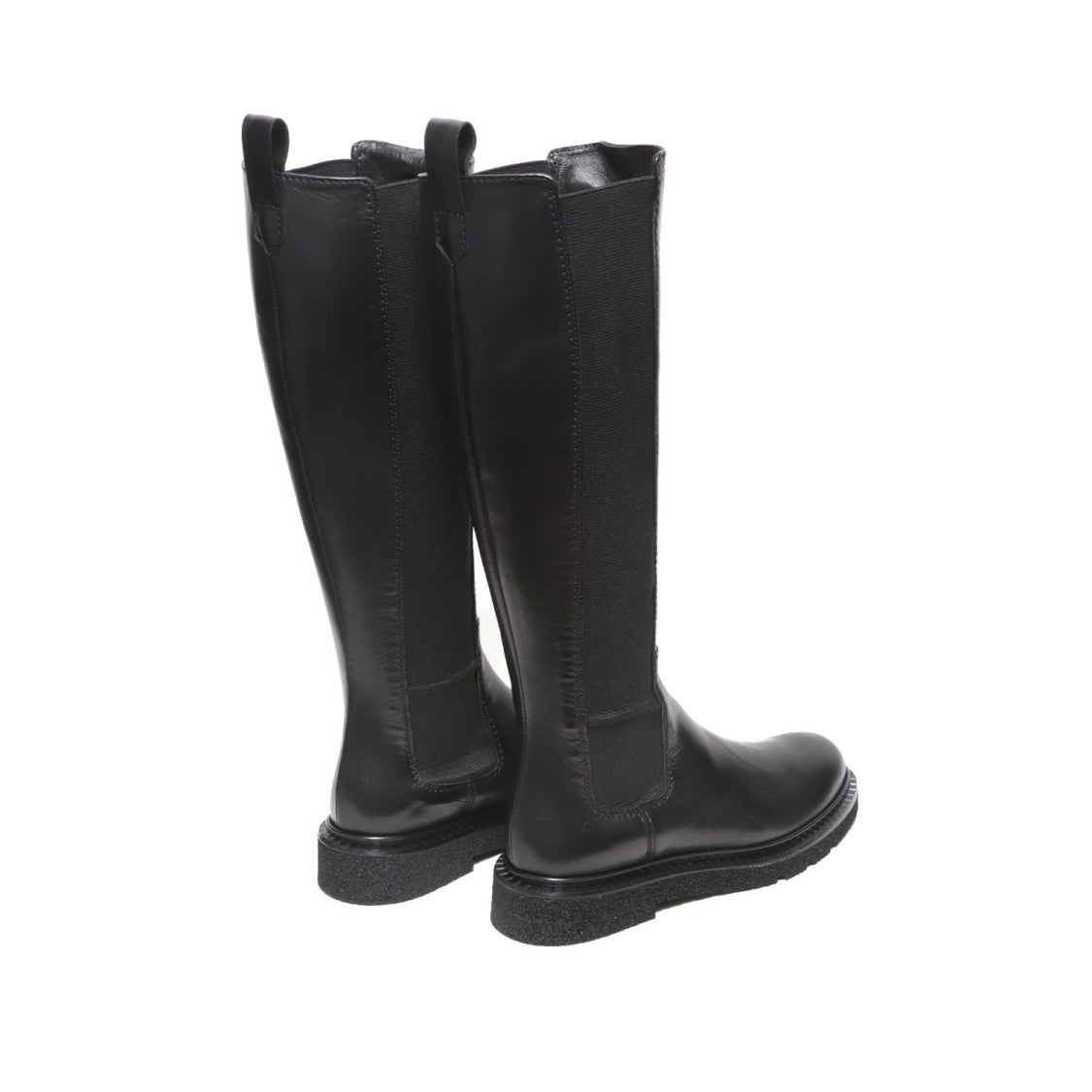 Black Nappa Boot With Side Elastic