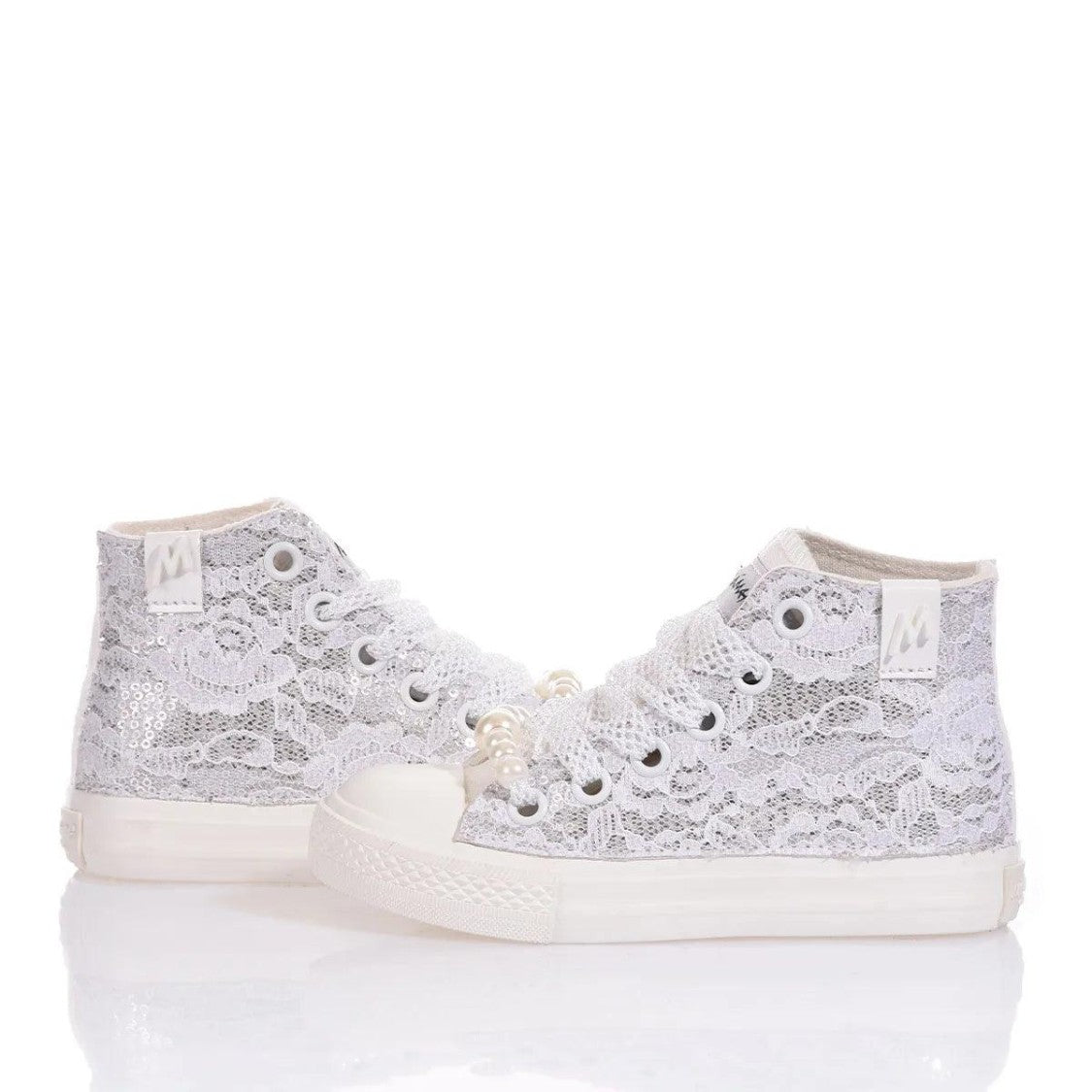 High-Top Sneakers With Silver Sequined Design