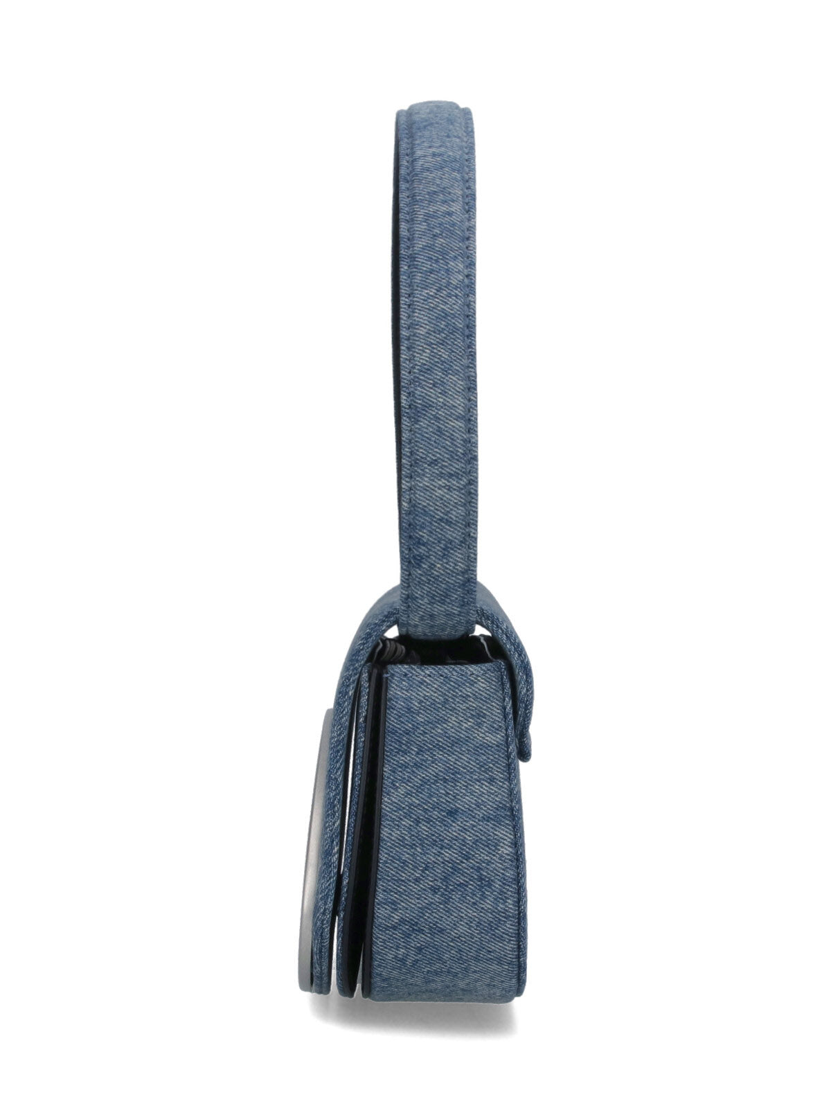 Shoulder Bag In Blue Denim With Leather Trims And Oval D Plaque