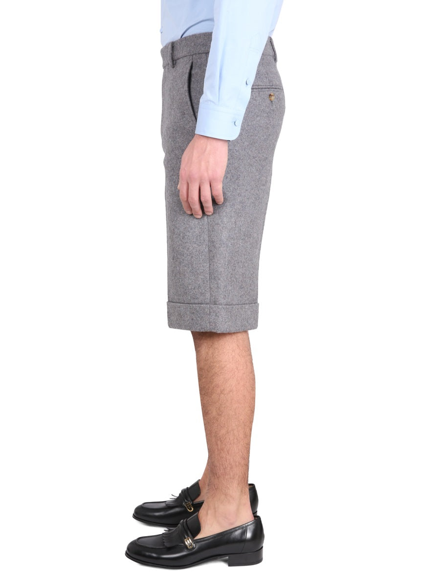 Tailored Melange Wool-Cashmere Blend Shorts