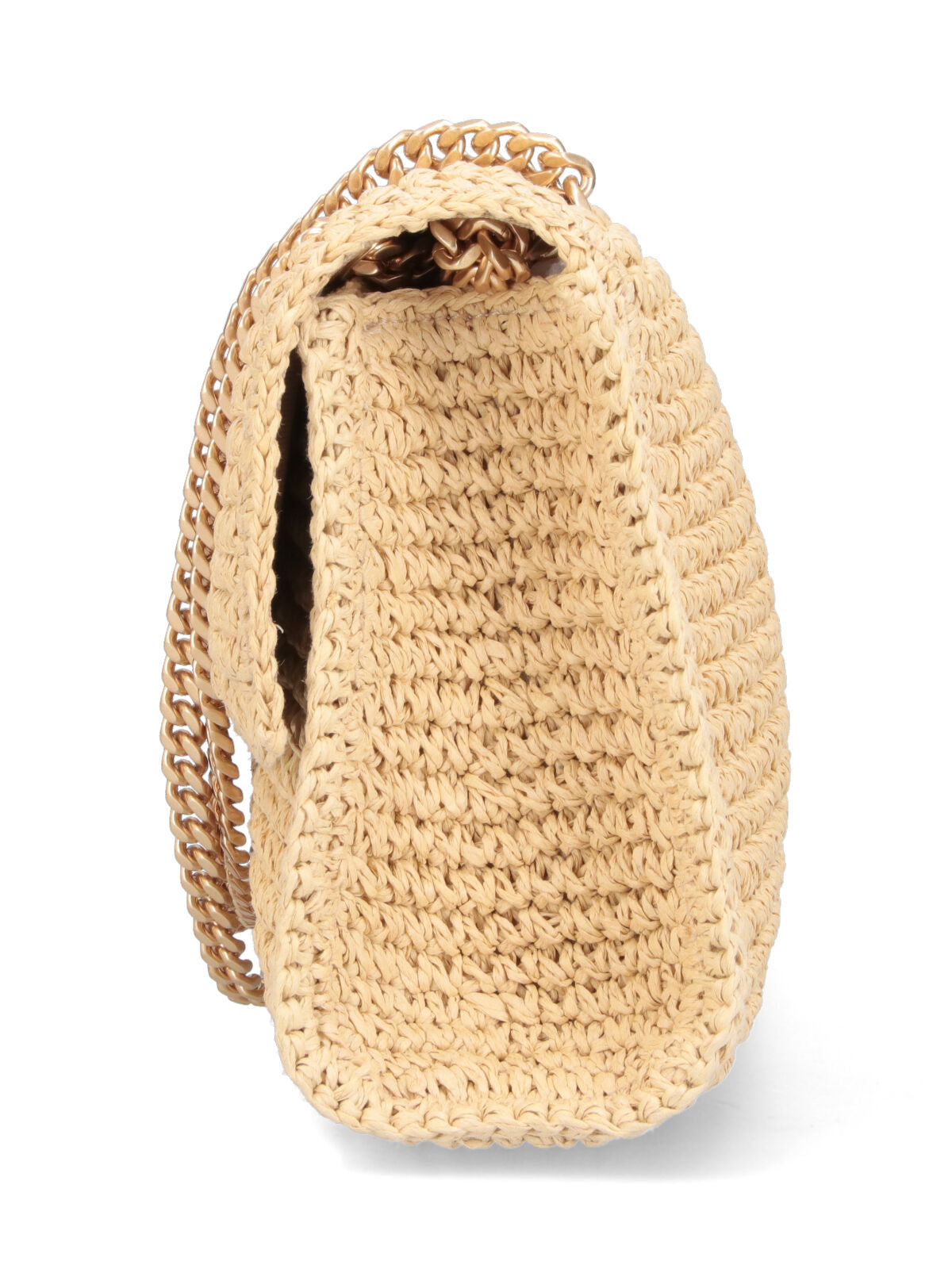 Textured Beige Flap Bag