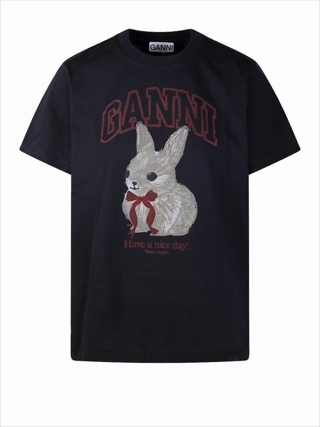 Short-Sleeved T-Shirt with Graphic Rabbit Print