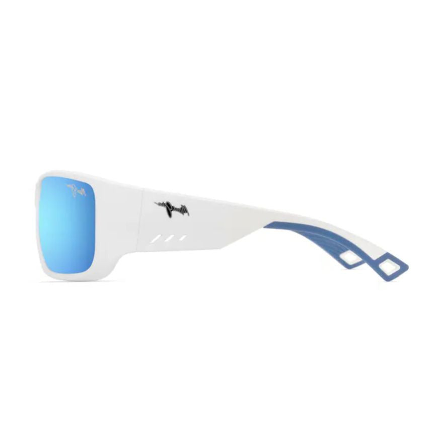 Keha Bold Rectangular Frame Sunglasses with Blue Mirrored Lenses