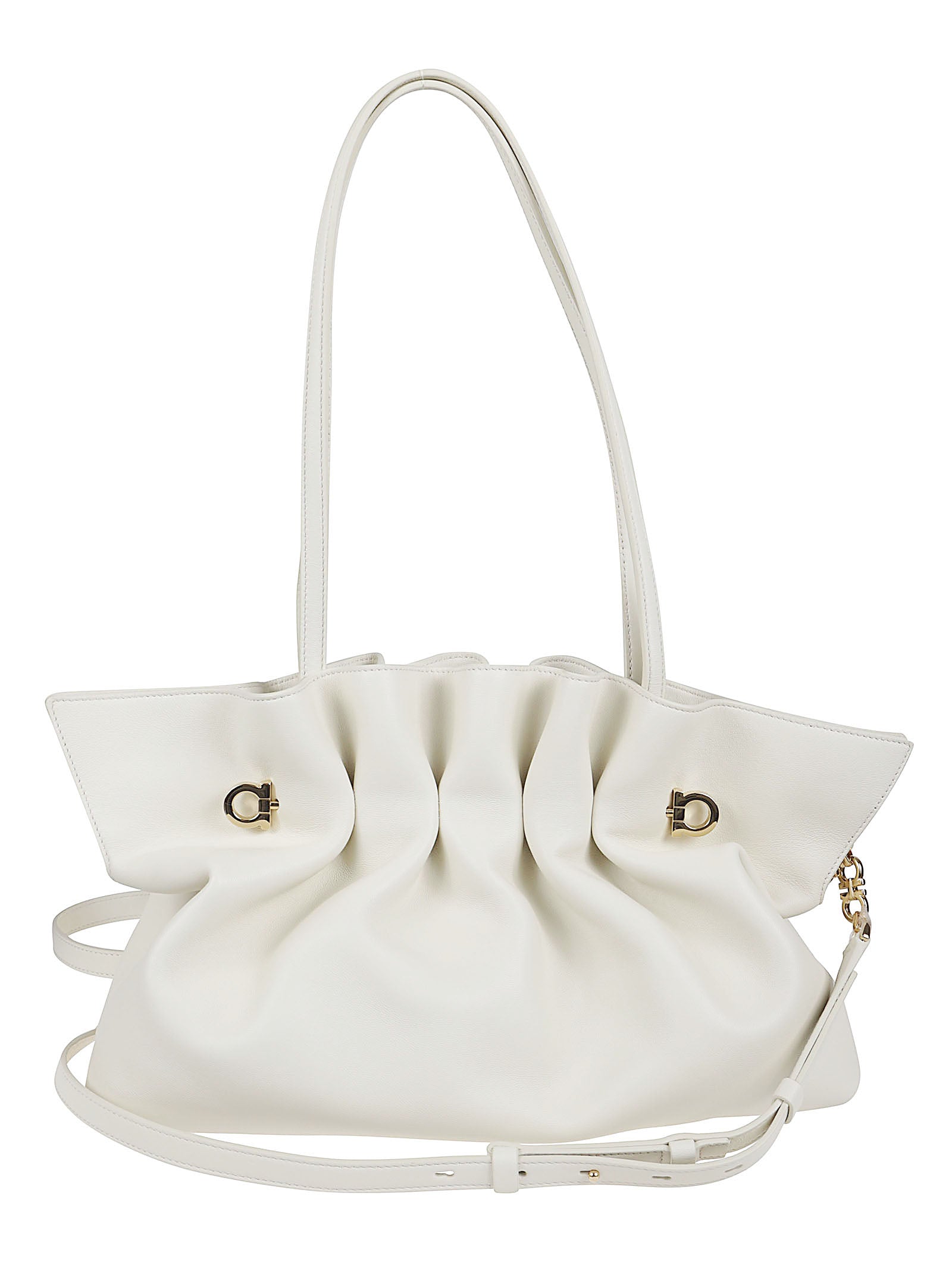 Pleated Lamb Leather Bag with Gancini Hardware