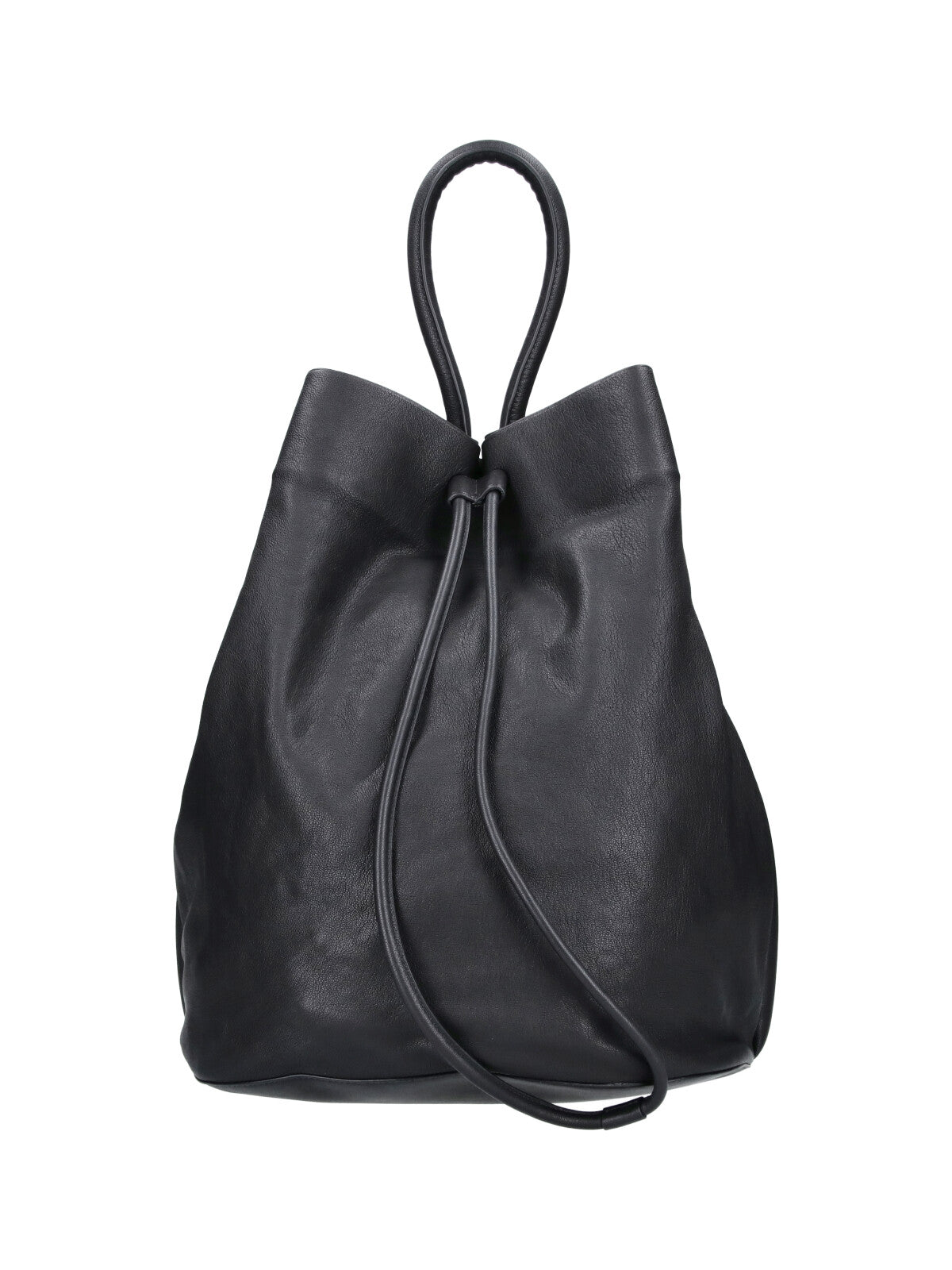 Bucket Bag In Soft Lambskin Leather With Drawstring Closure
