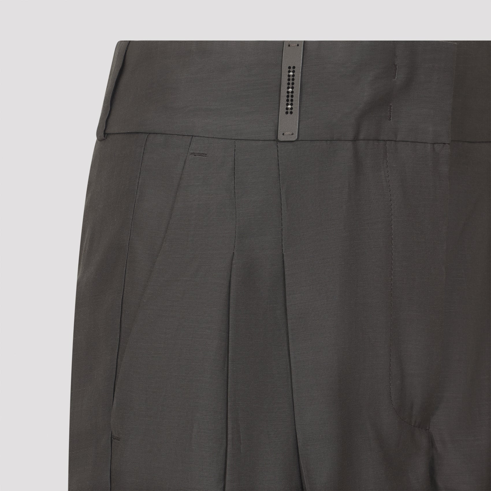 Brown Cotton-Silk Blend Straight-Leg Trousers