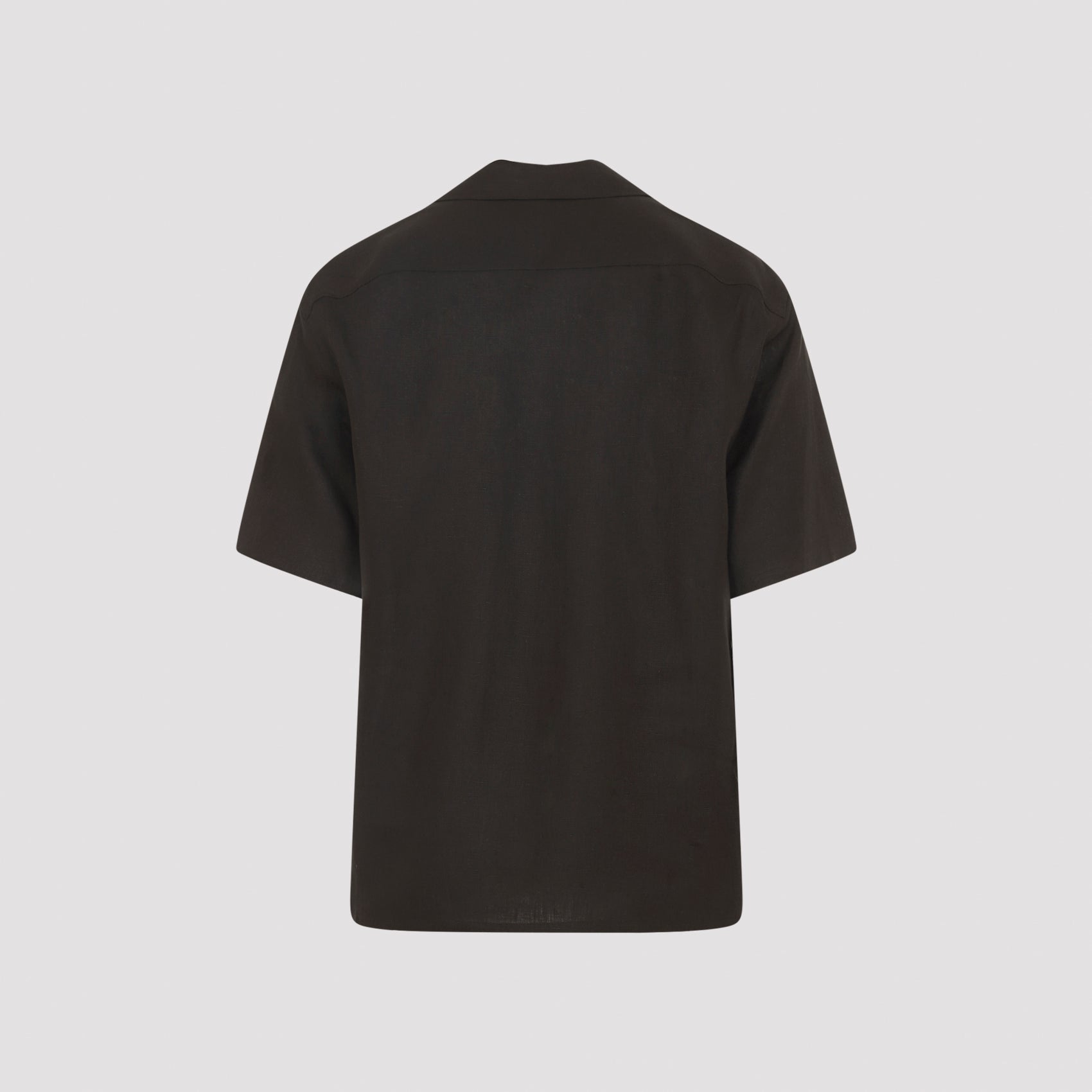 Short-Sleeved Linen Shirt with Classic Collar