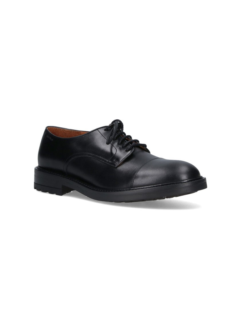 Polished Black Leather Lace-Up Shoes With Refined Detailing