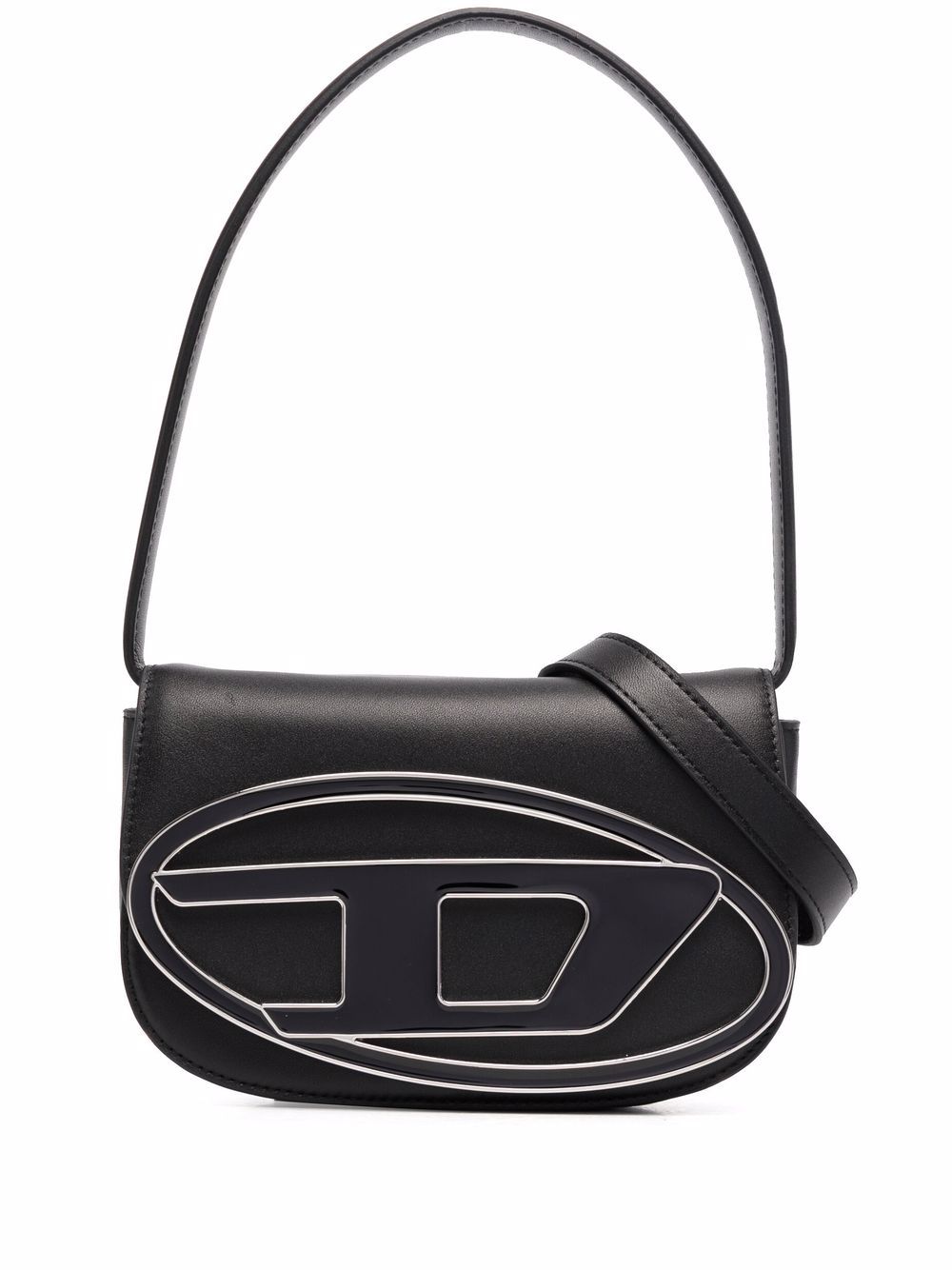 Black Leather Foldover Bag