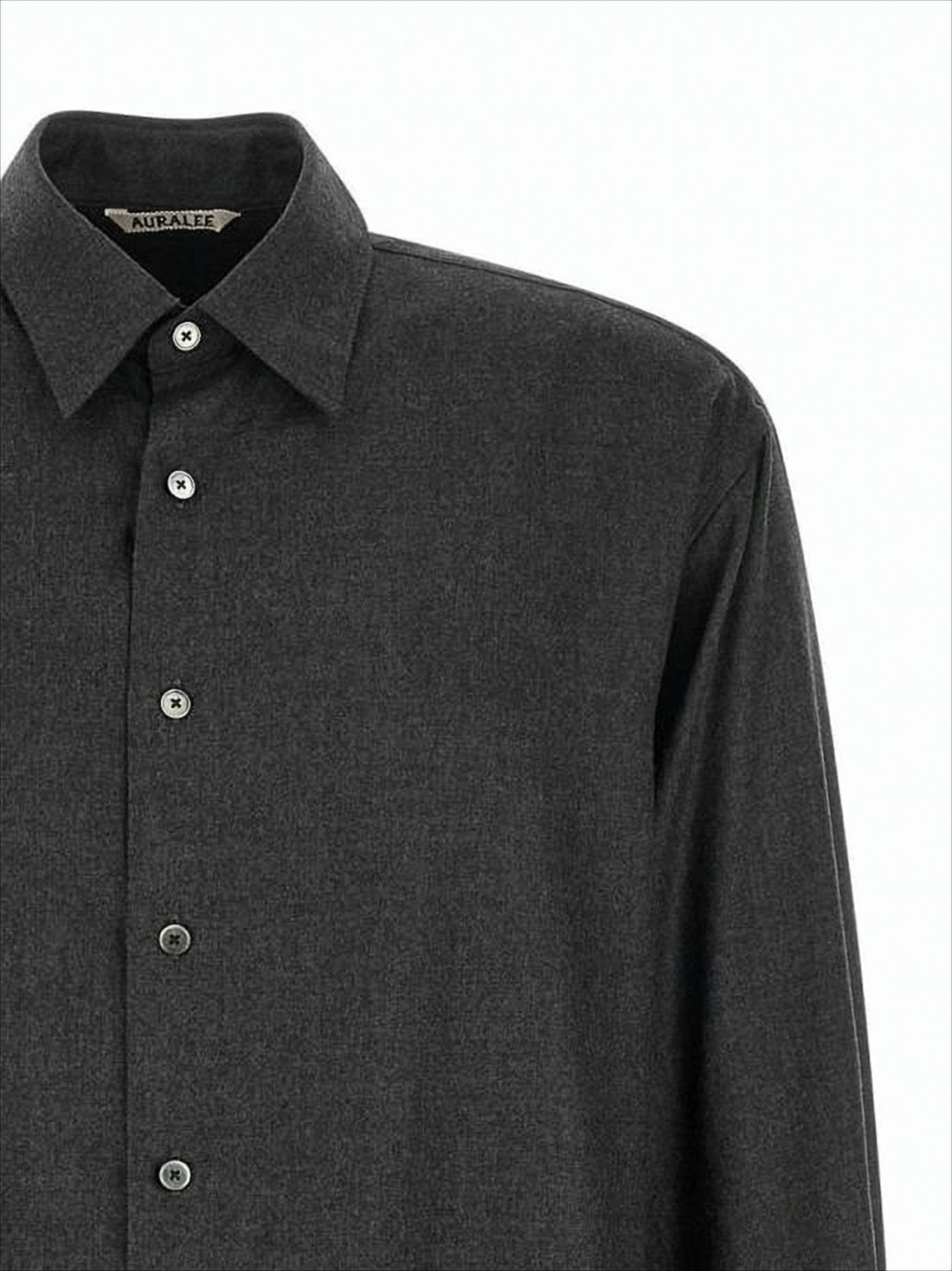 Relaxed Fit Wool Shirt With Classic Collar