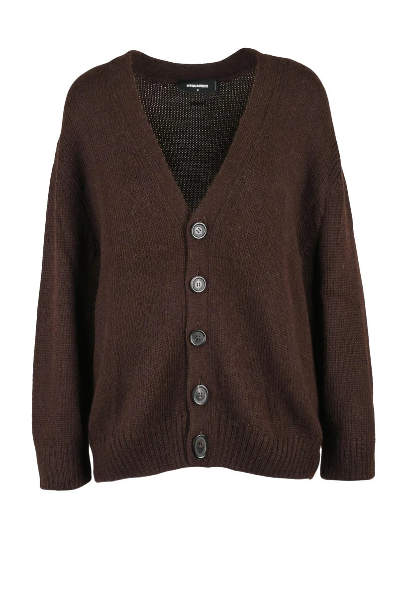 Oversized Alpaca Cardigan - Brown