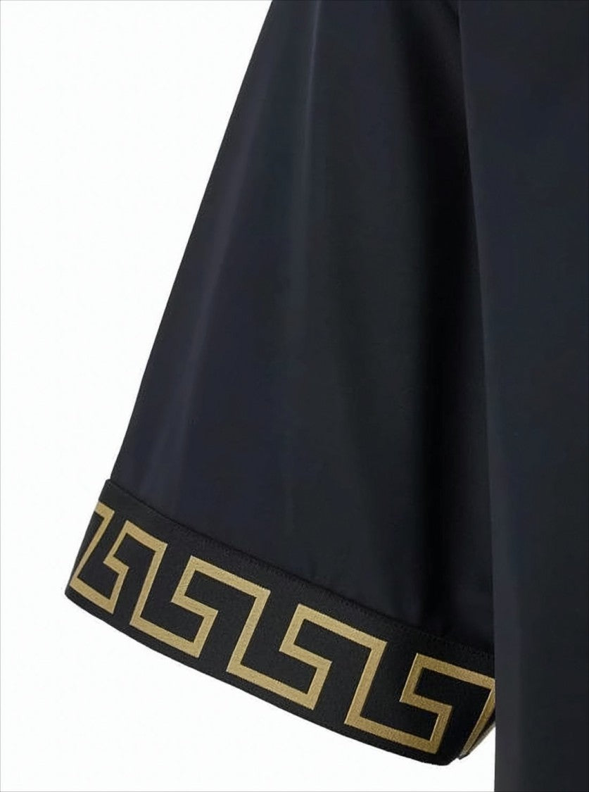 Versatile Black T-Shirt with Greek Key Pattern Trim