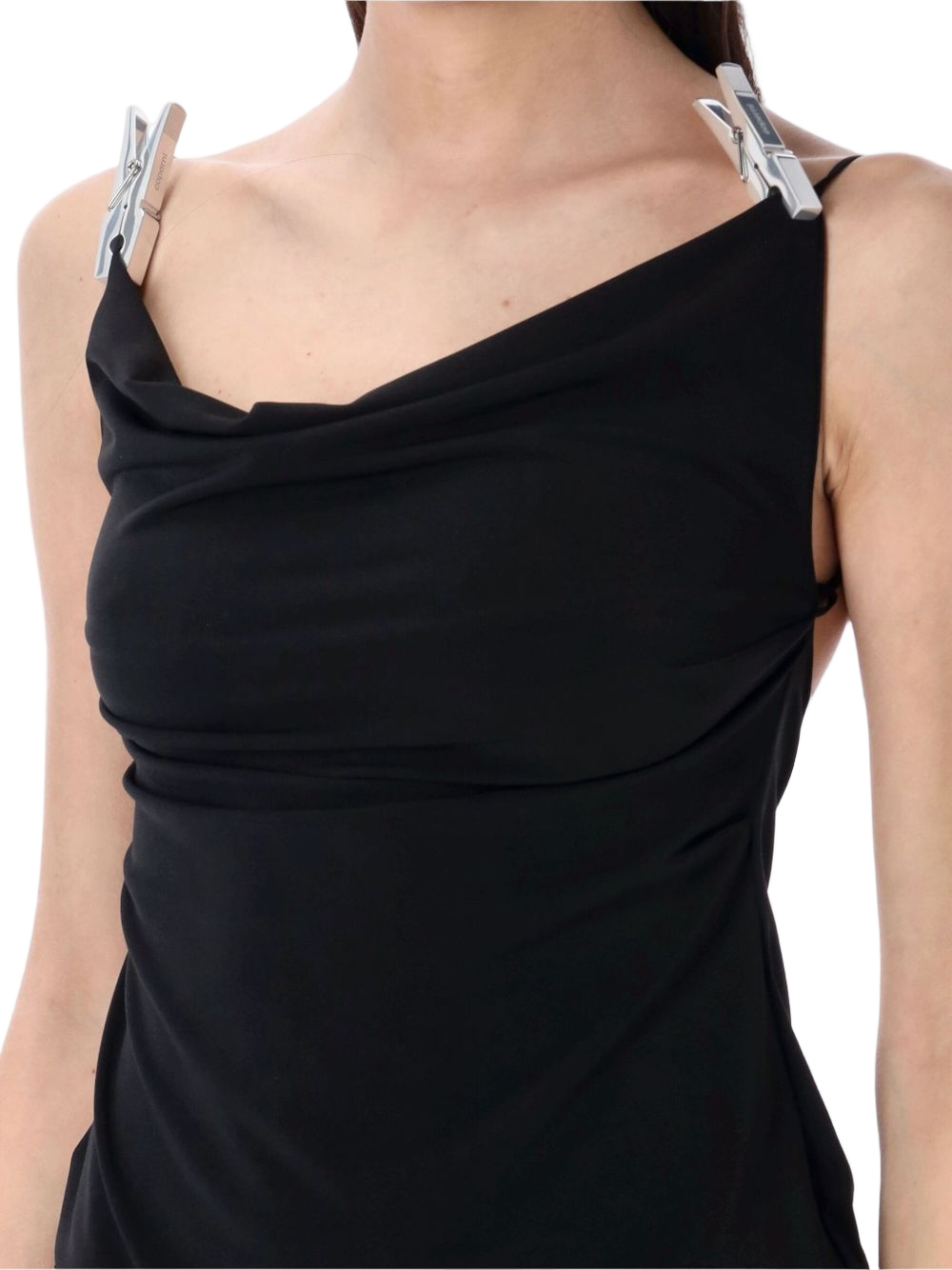 Draped Bodice Black Maxi Dress