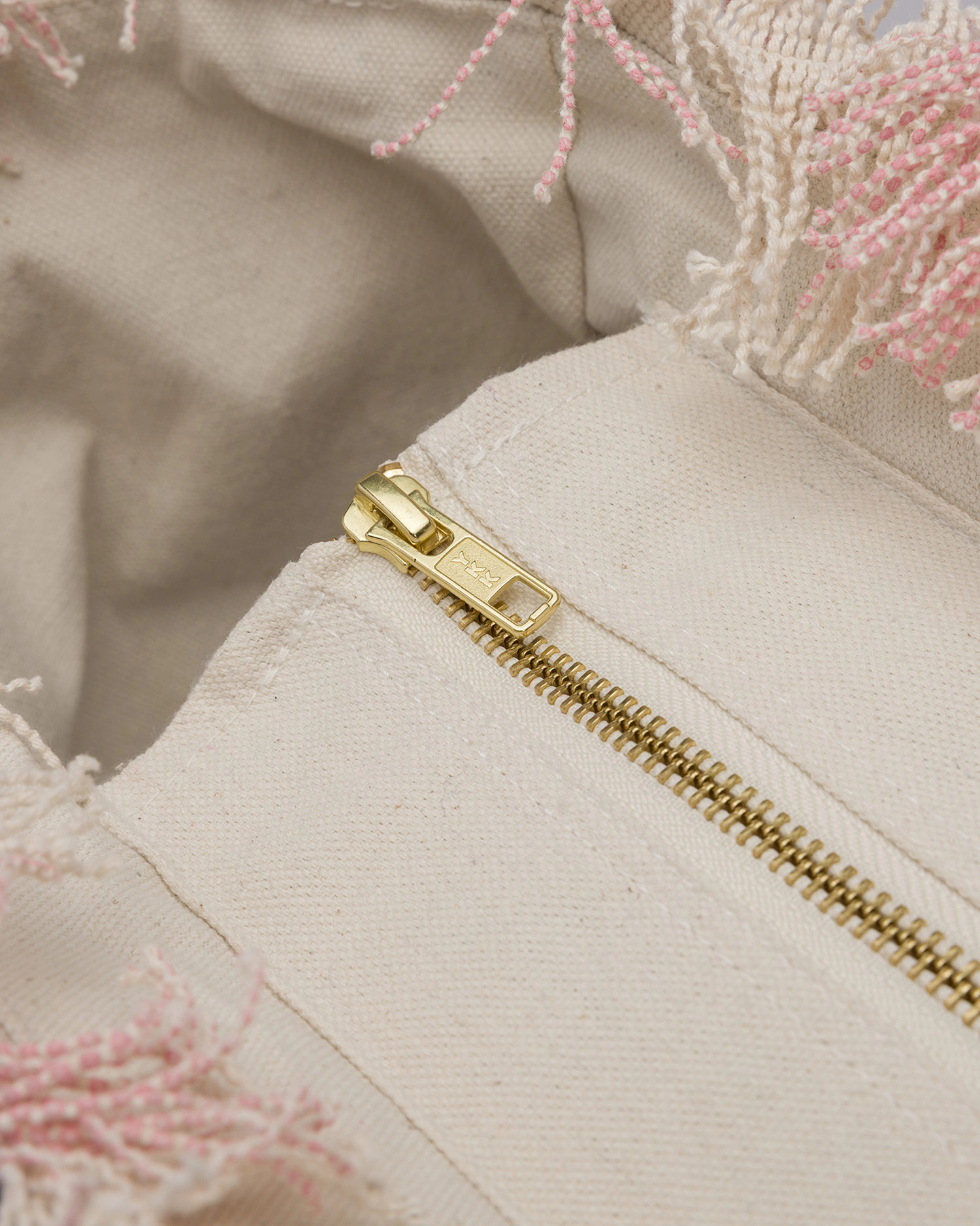 Vertical Stripe Tote Bag with Fringed Edges