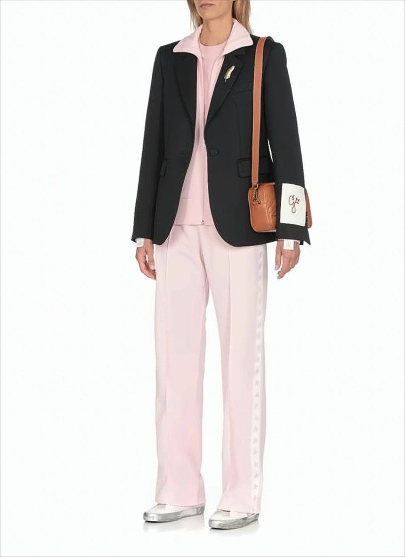 Relaxed Fit Pink Track Pants with Star Motifs