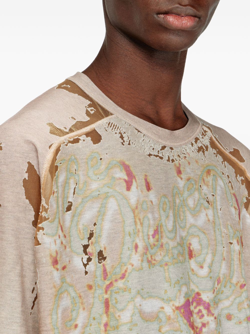 Distressed Abstract Print T-Shirt