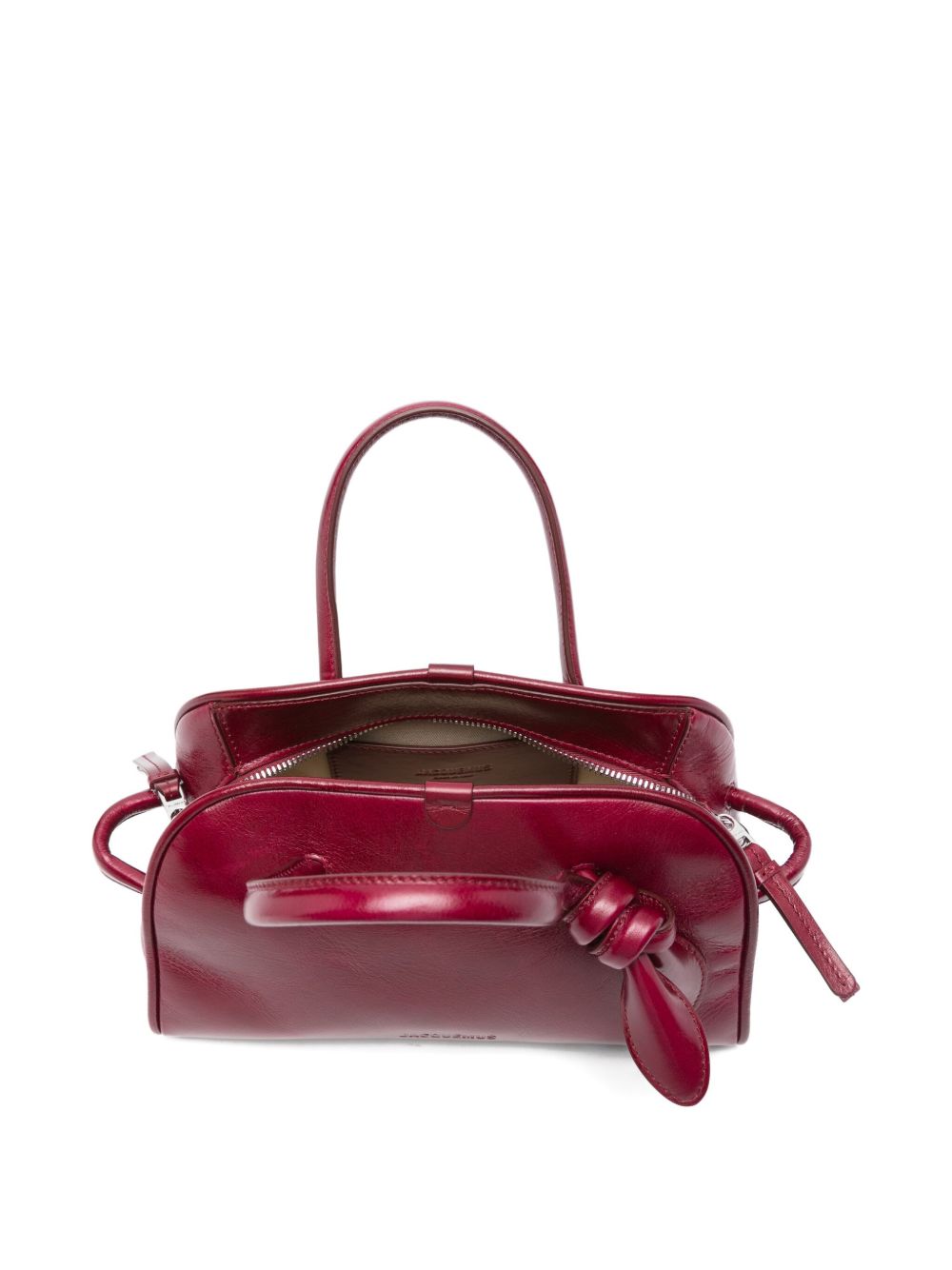 Curved Silhouette Burgundy Top Handle Handbag