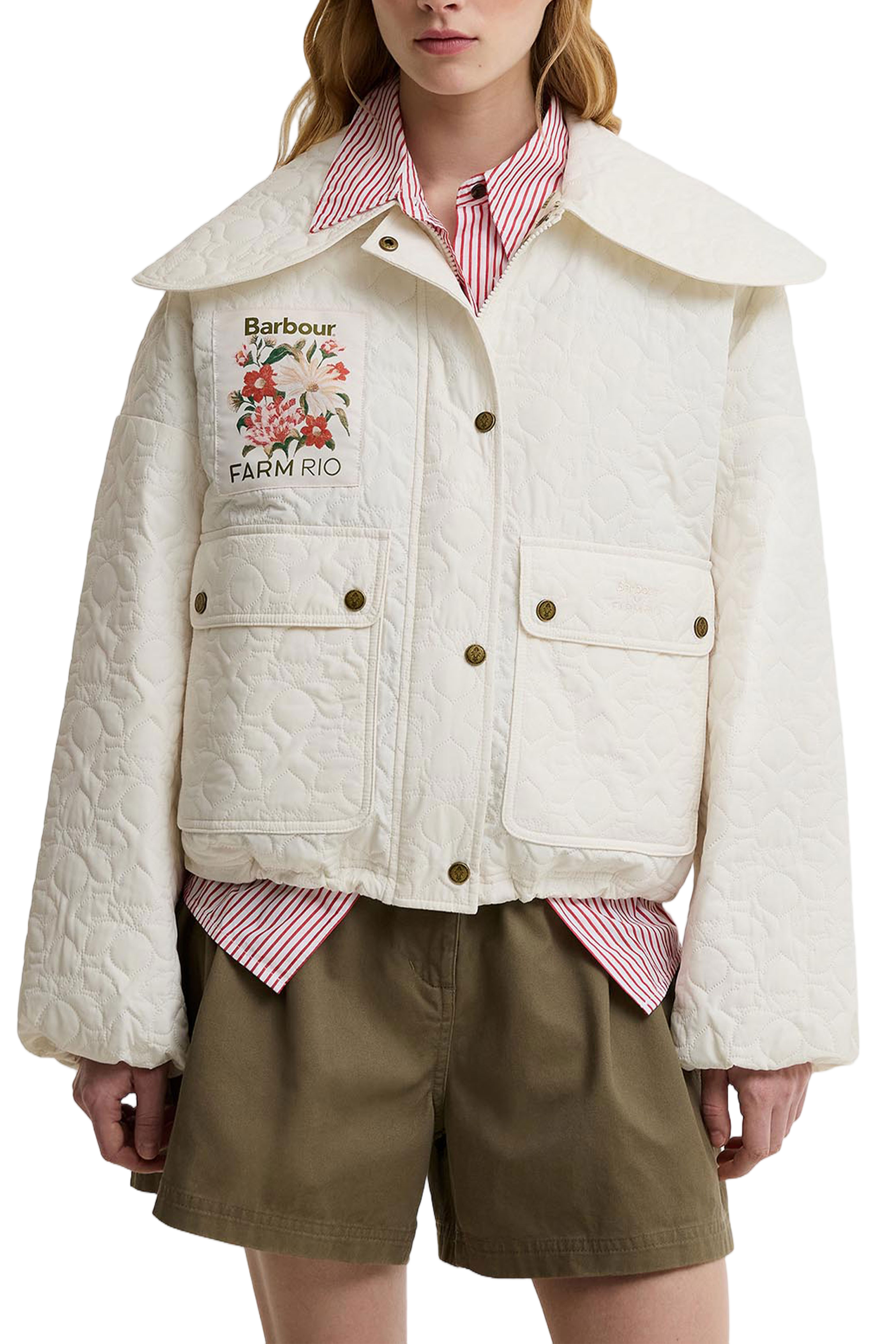 White 'Lotus Quilt' Quilted Jacket