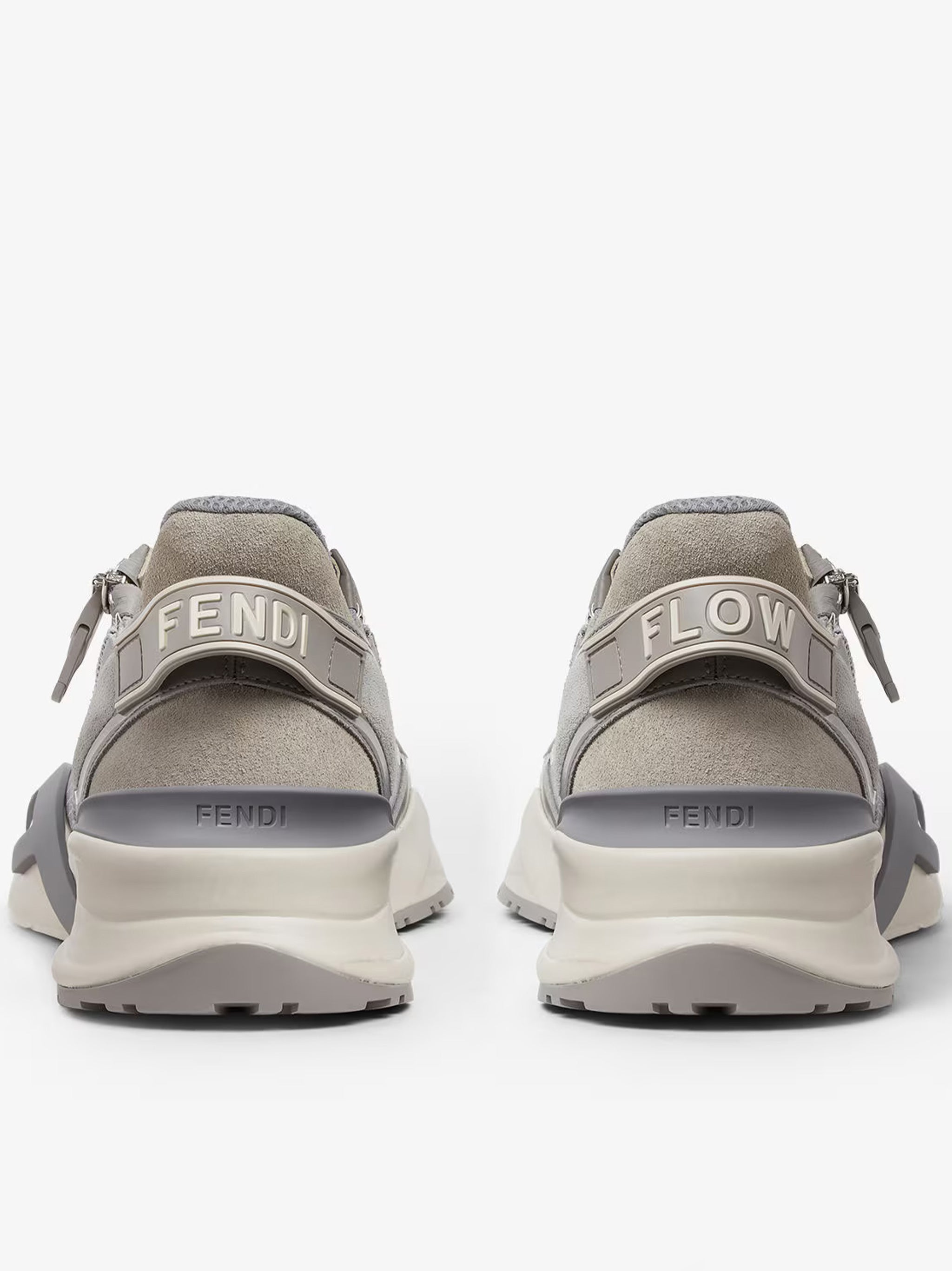 Grey Mesh Sculpted Sole Zipper Sneakers