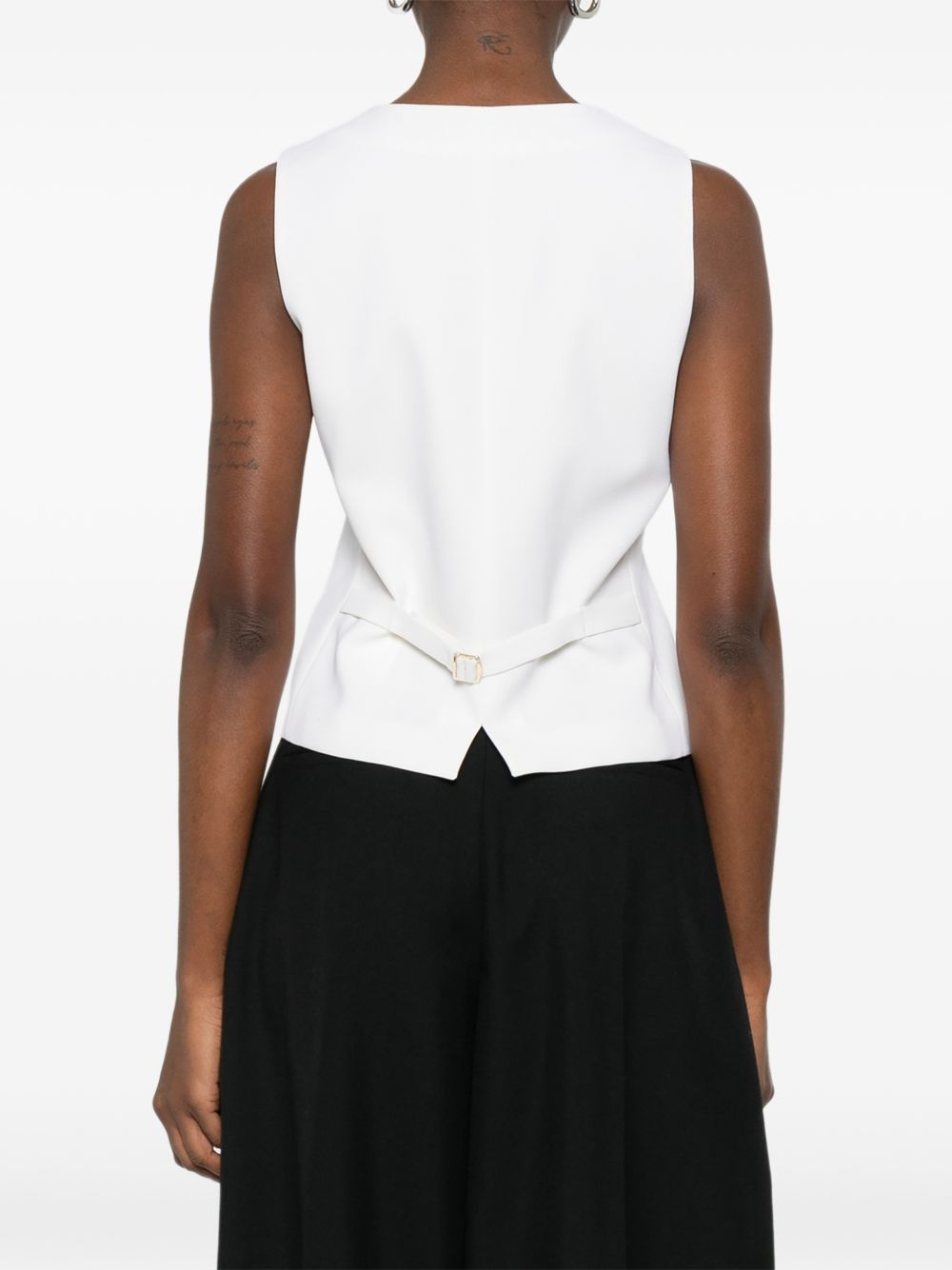 Slightly Fitted White Wool Vest
