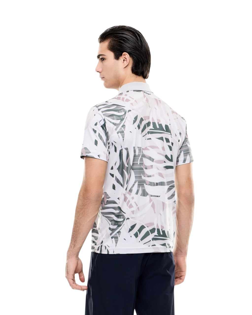 Multi-Color Abstract Leaf Pattern Polo Shirt