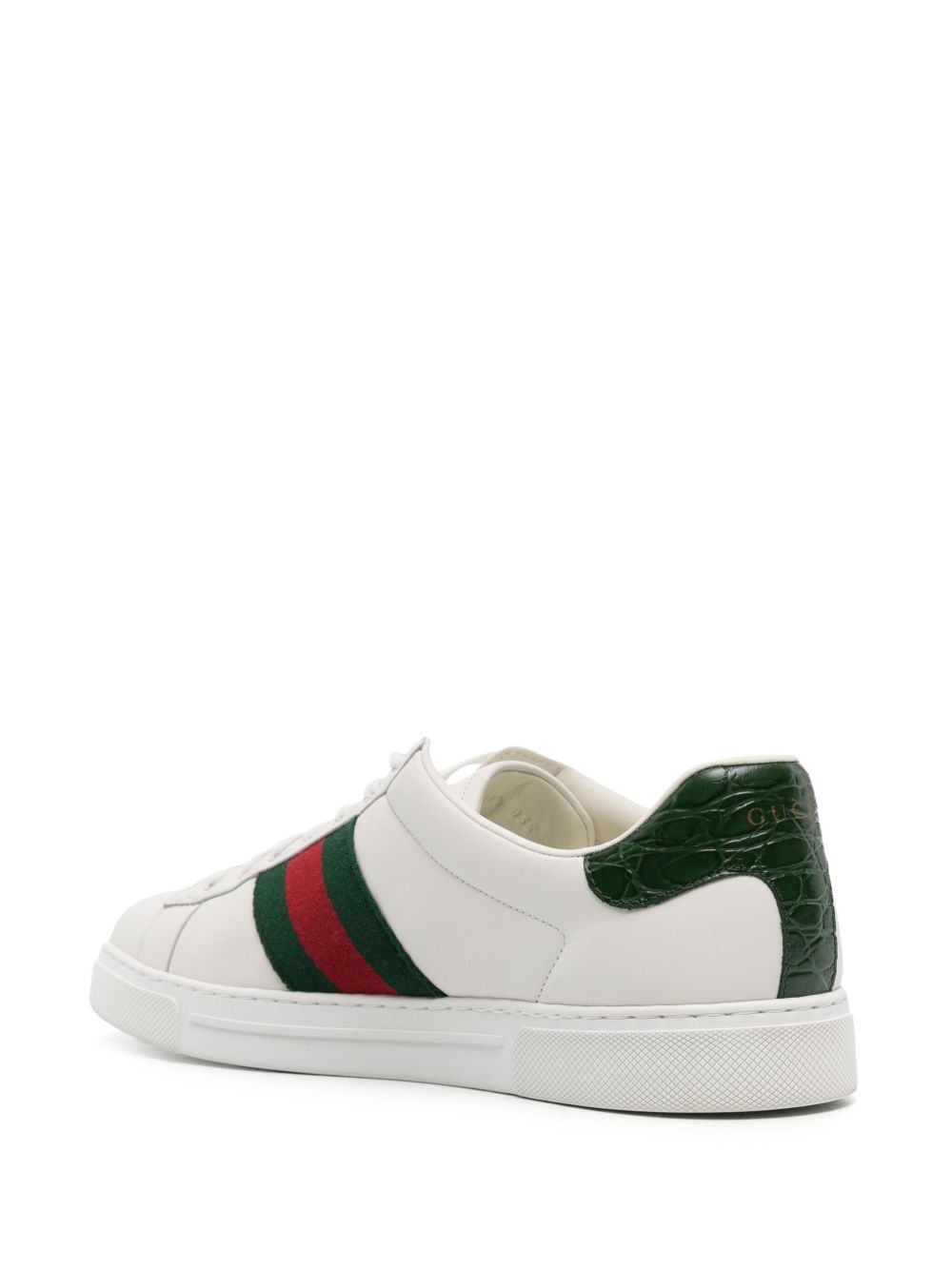 Panelled White Leather Sneakers with Signature Web Detailing