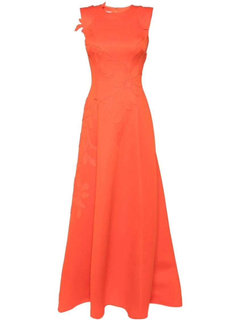 Neoprene Dress With Floral  Embroidery