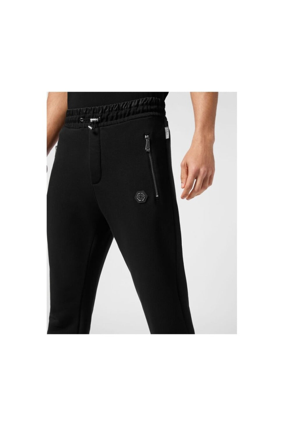 Tailored Fit Black Trousers With Zippered Pockets